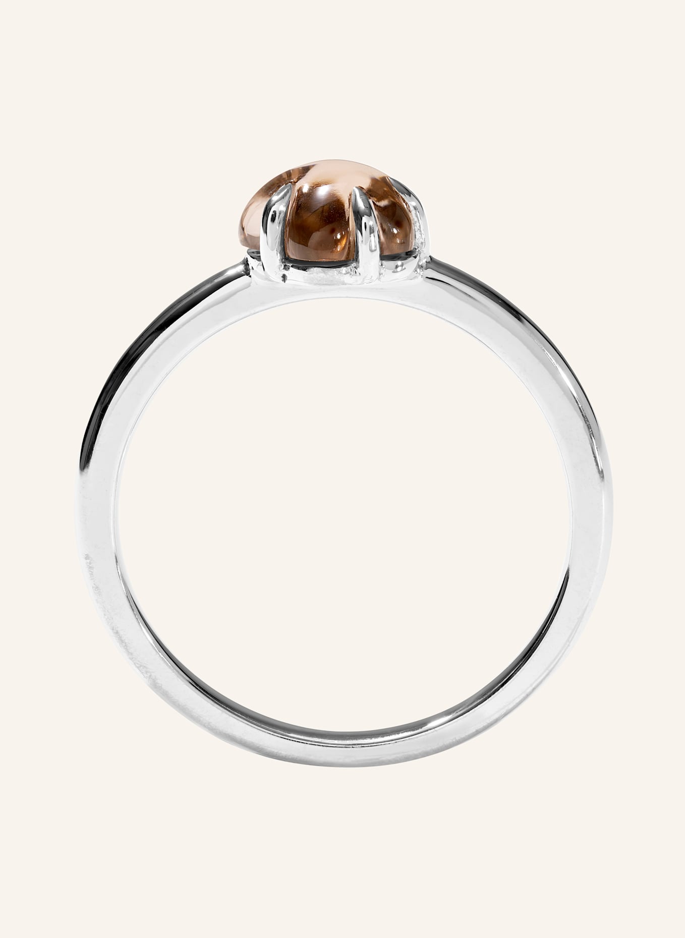 VIERI Ring WOLKE RAUCHQUARZ MITTELGROß: WEISSGOLD