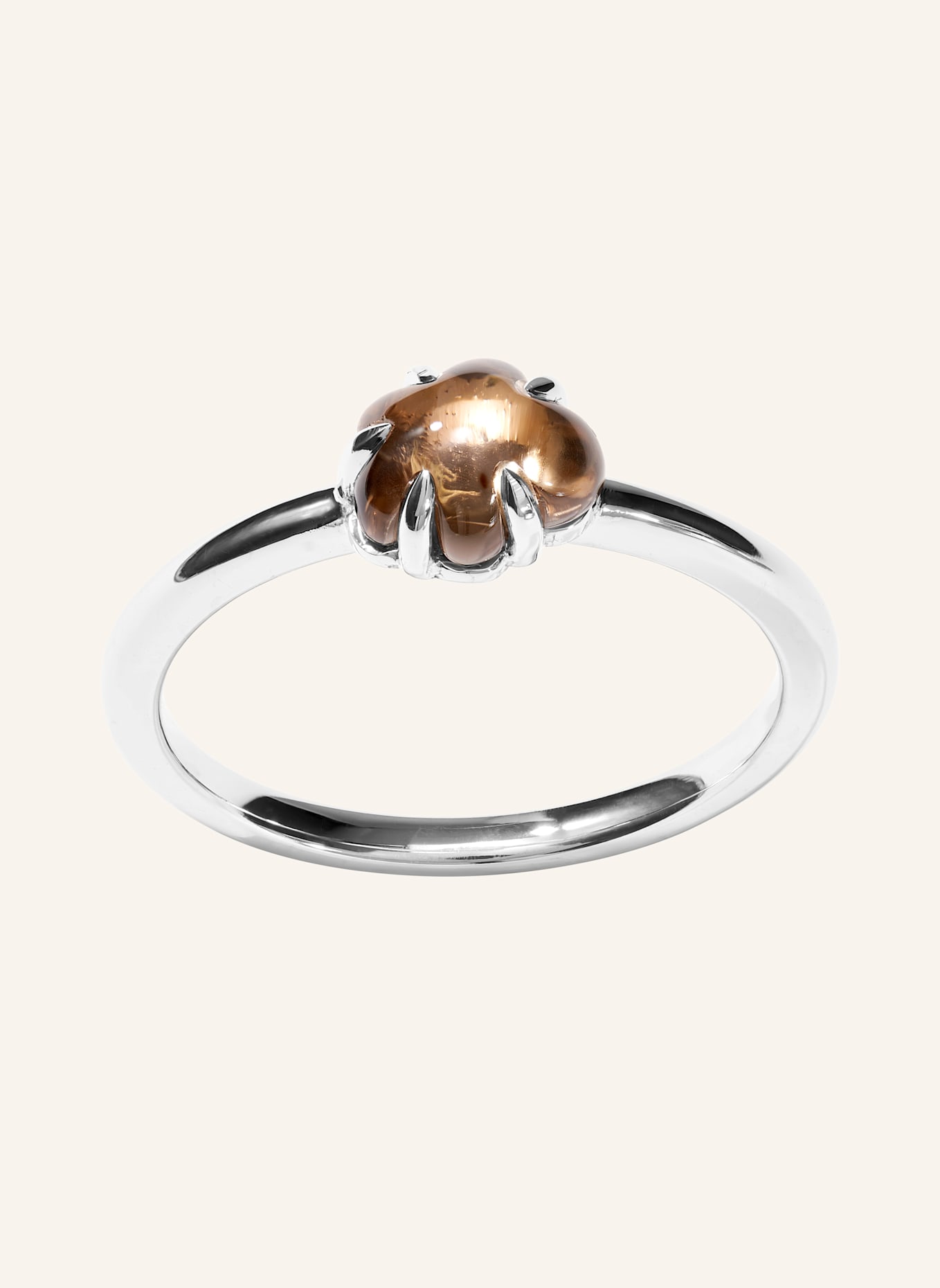 VIERI Ring WOLKE RAUCHQUARZ MITTELGROß: WEISSGOLD