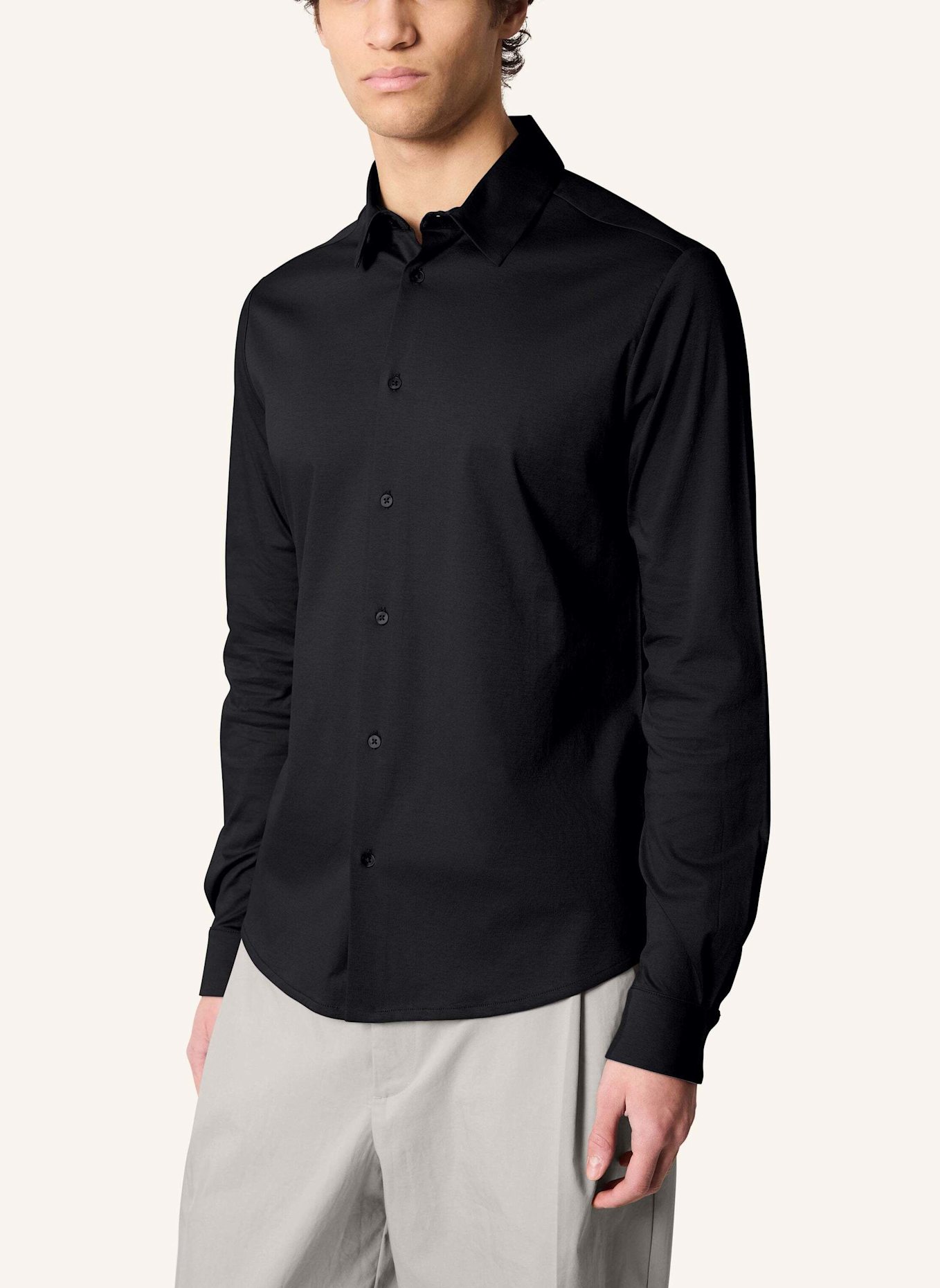 KIEFERMANN Jerseyhemd PIUSS: SCHWARZ