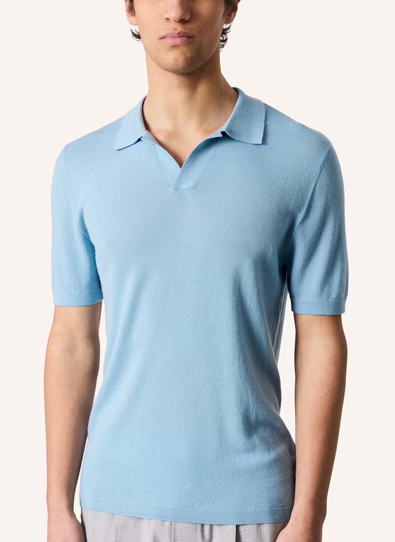 KIEFERMANN Strick-Poloshirt LURAS aus Merino: HELLBLAU
