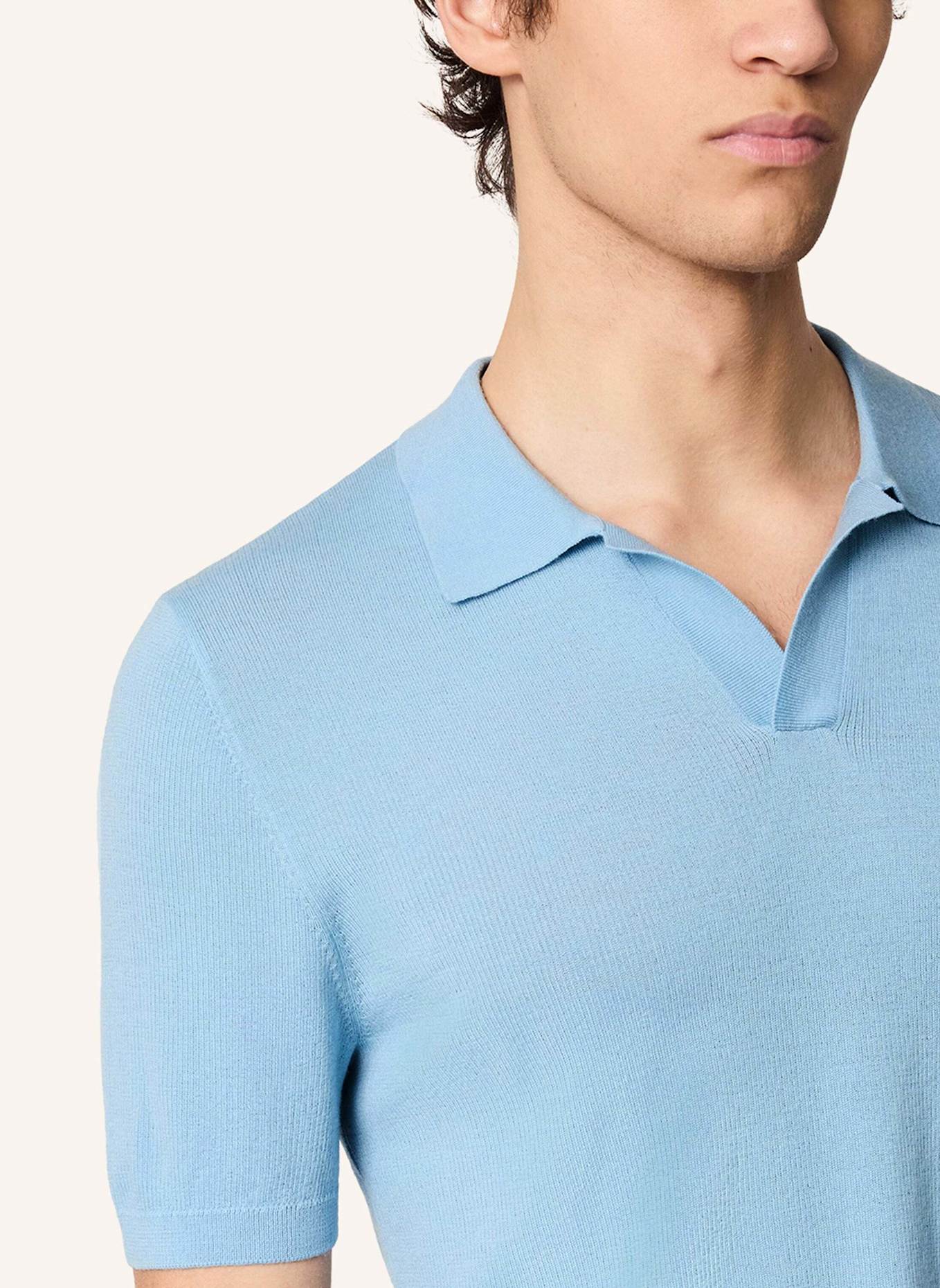 KIEFERMANN Strick-Poloshirt LURAS aus Merino: HELLBLAU