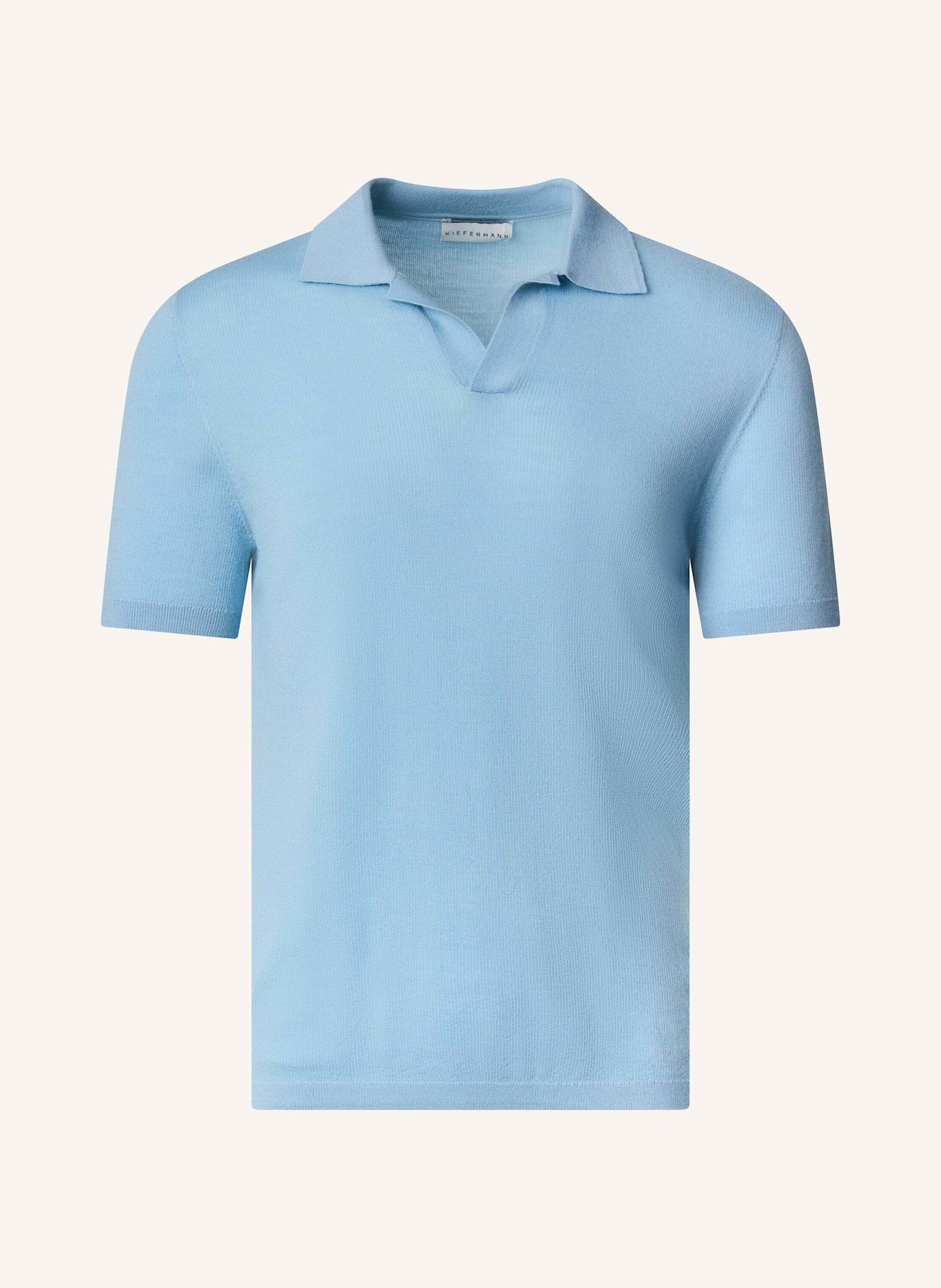 KIEFERMANN Strick-Poloshirt LURAS aus Merino: HELLBLAU