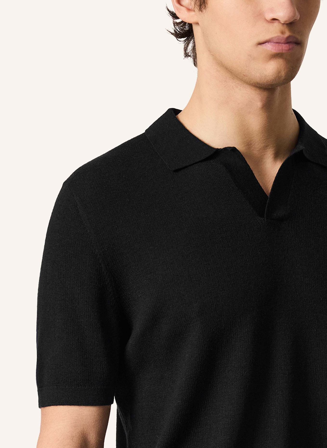 KIEFERMANN Strick-Poloshirt LURAS aus Merino: SCHWARZ