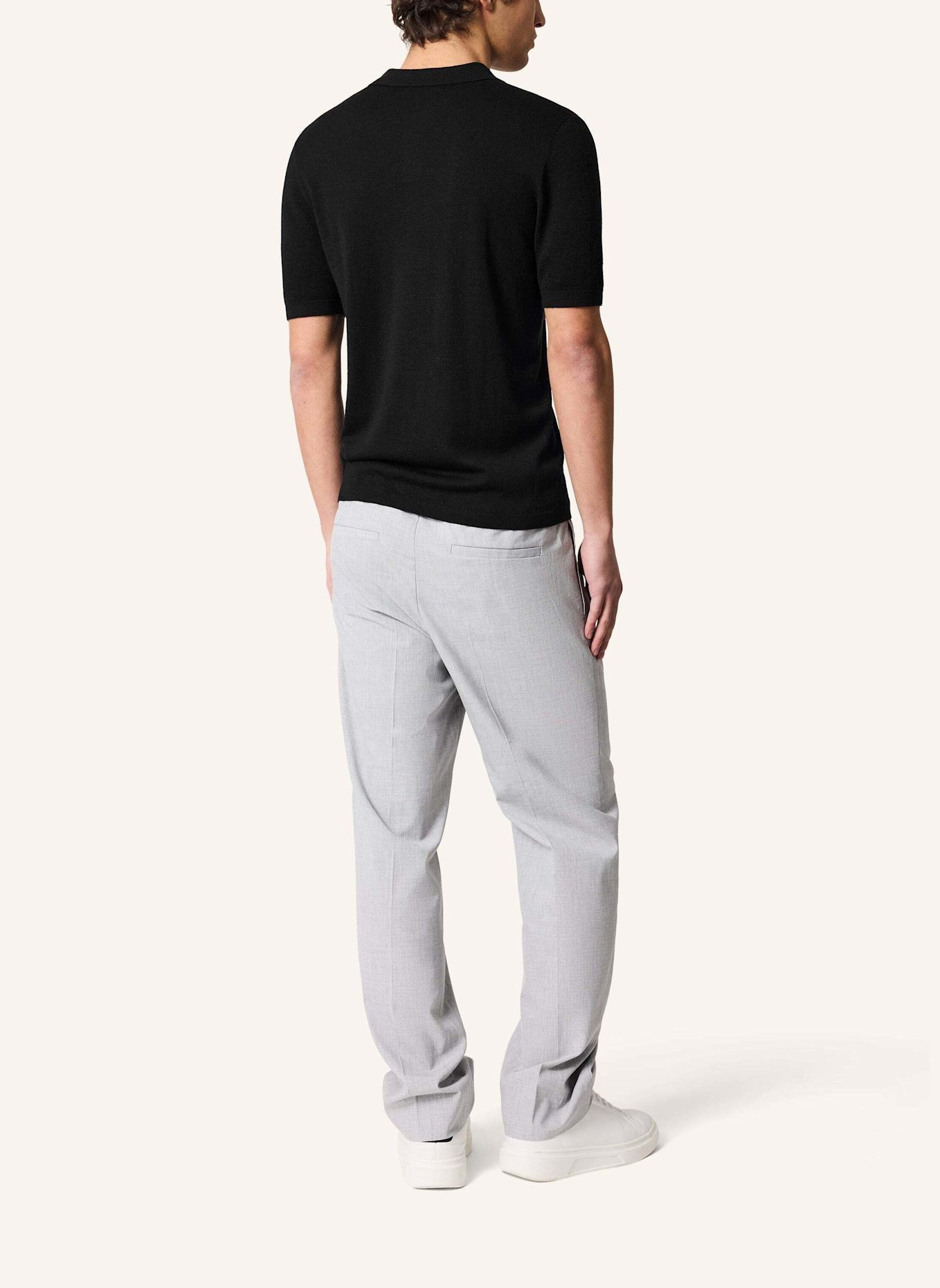 KIEFERMANN Strick-Poloshirt LURAS aus Merino: SCHWARZ
