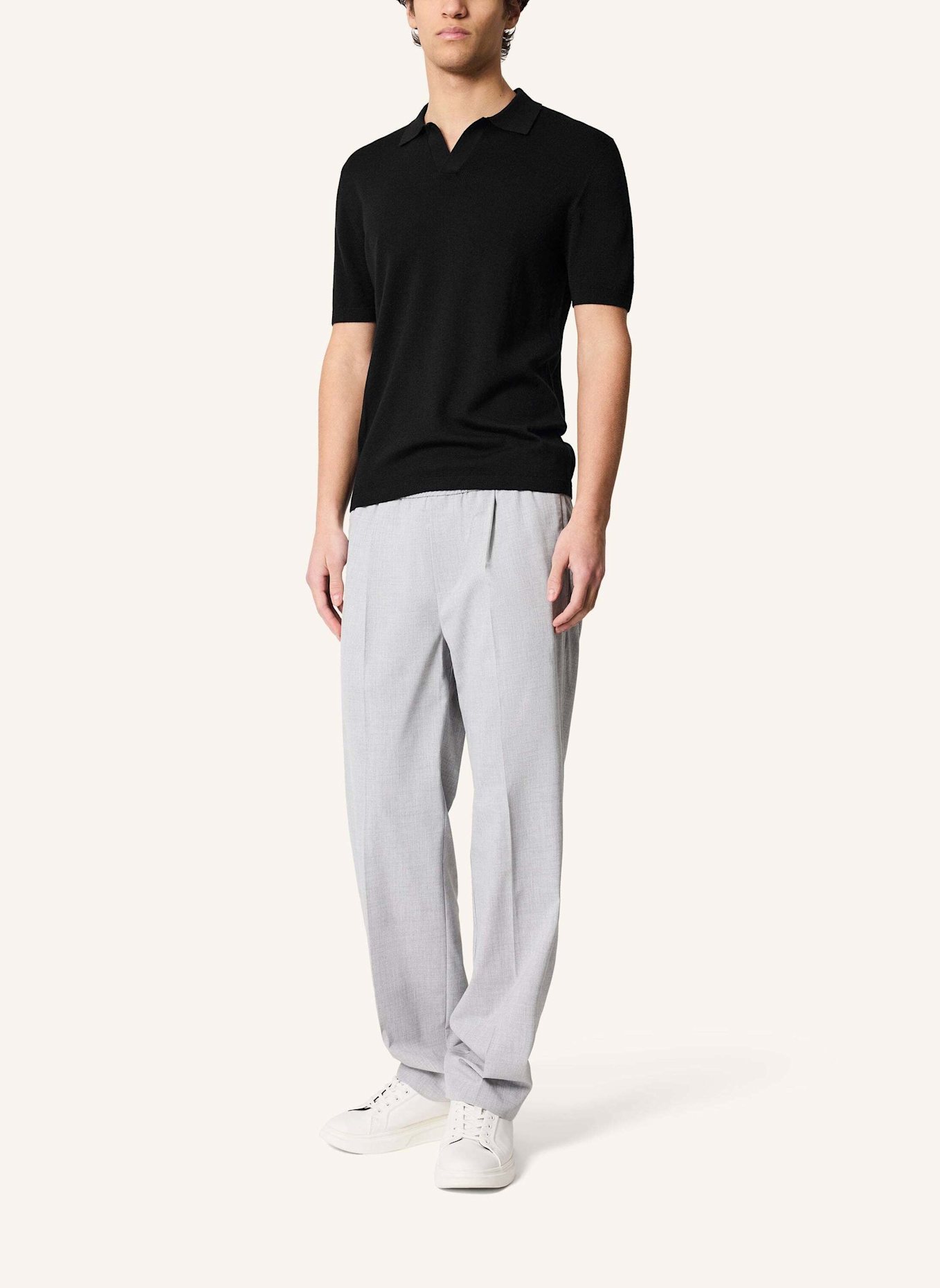 KIEFERMANN Strick-Poloshirt LURAS aus Merino: SCHWARZ