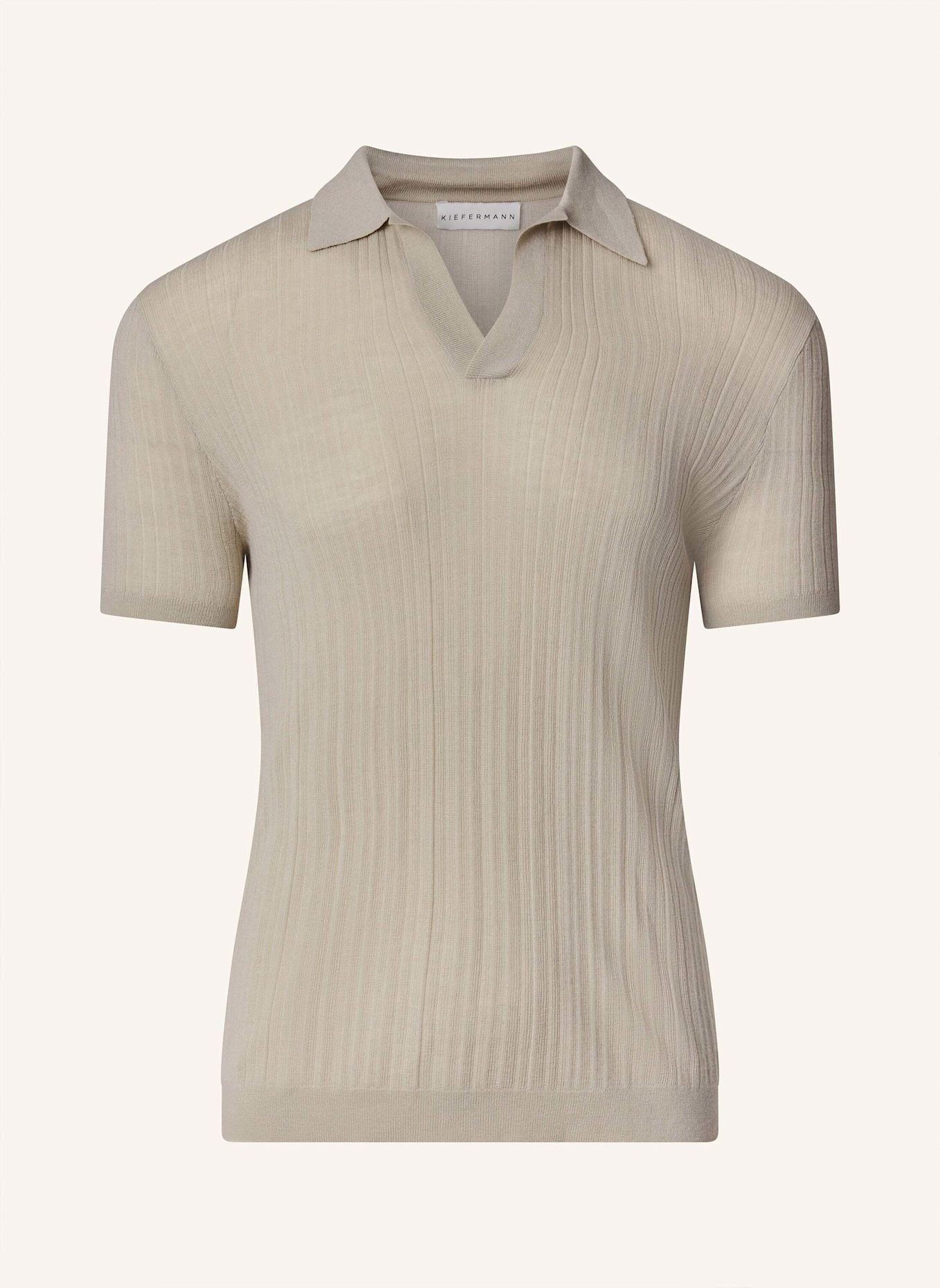 KIEFERMANN Strick-Poloshirt BORTISO aus Merino: BEIGE