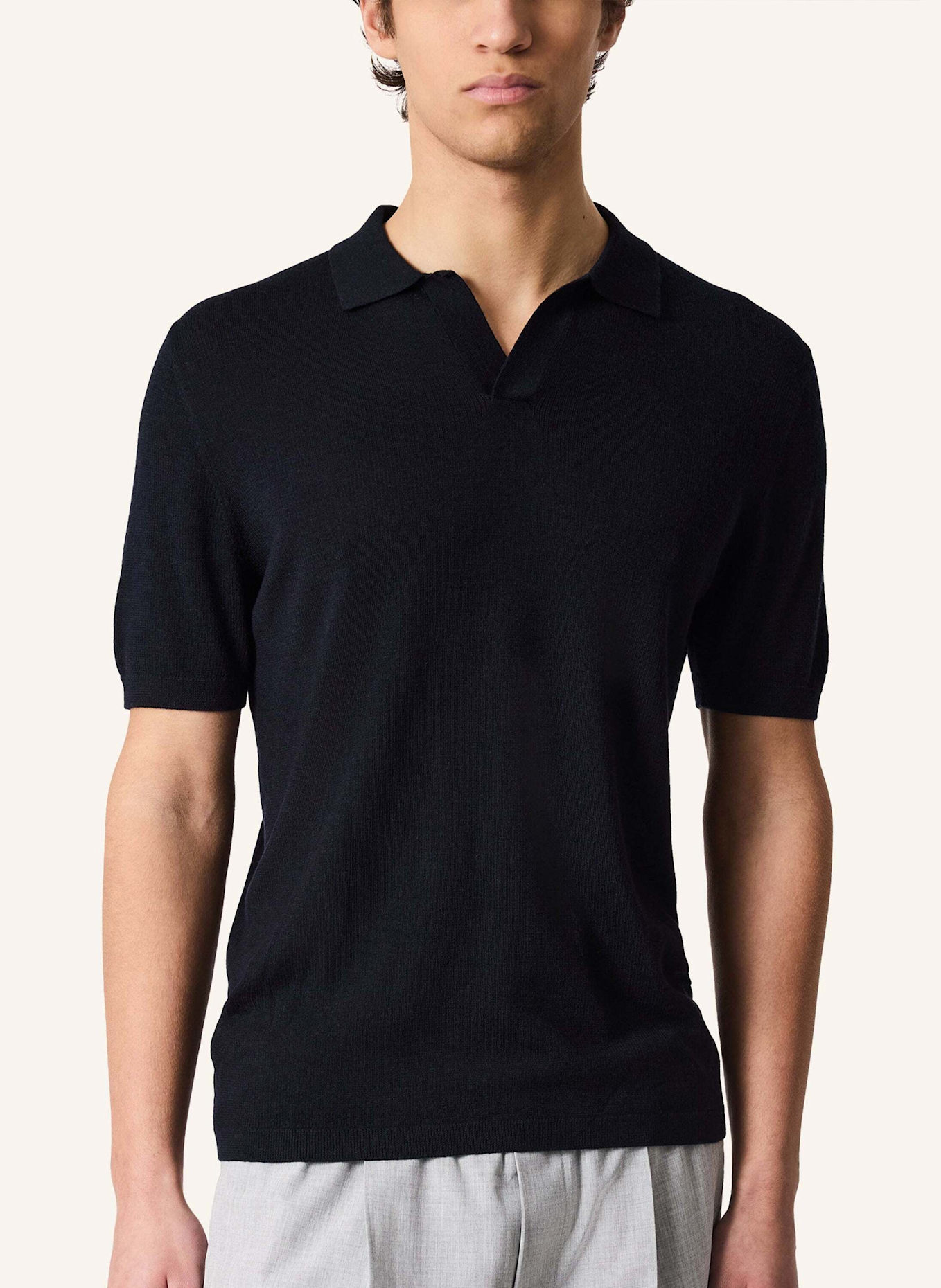 KIEFERMANN Strick-Poloshirt LURAS aus Merino: BLAU