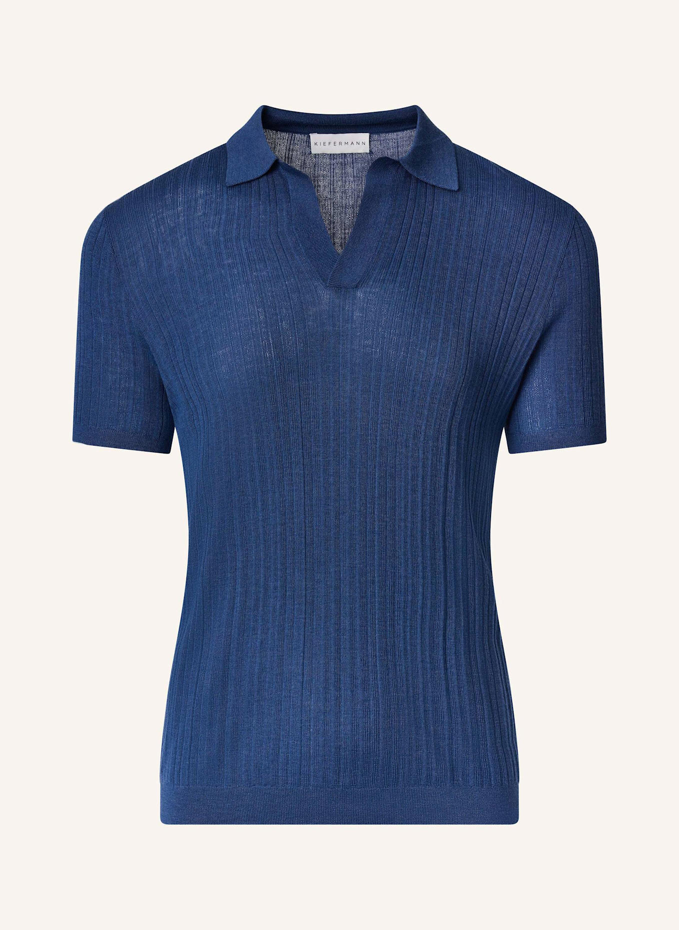 KIEFERMANN Strick-Poloshirt BORTISO aus Merino: BLAU