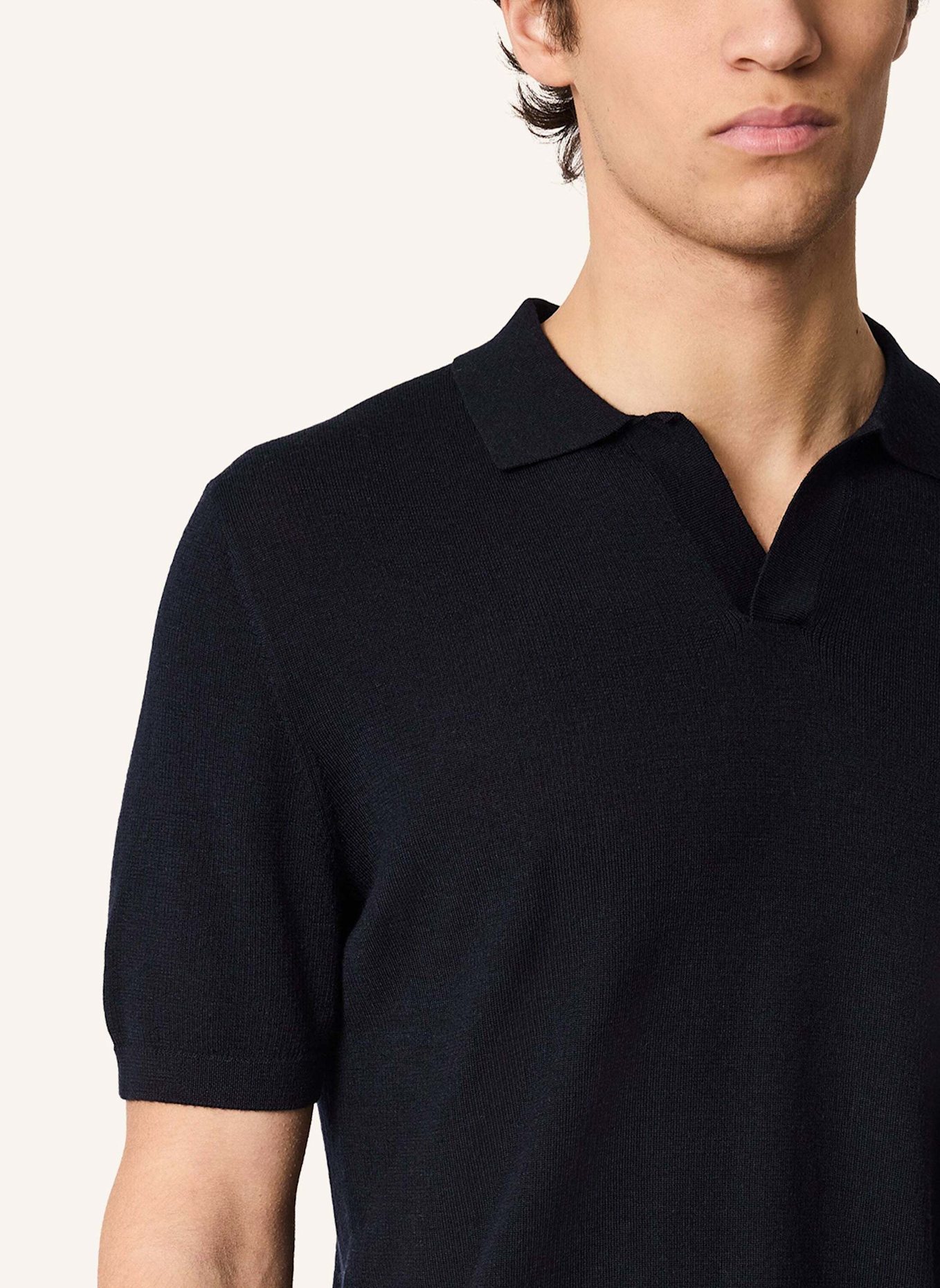 KIEFERMANN Strick-Poloshirt LURAS aus Merino: BLAU