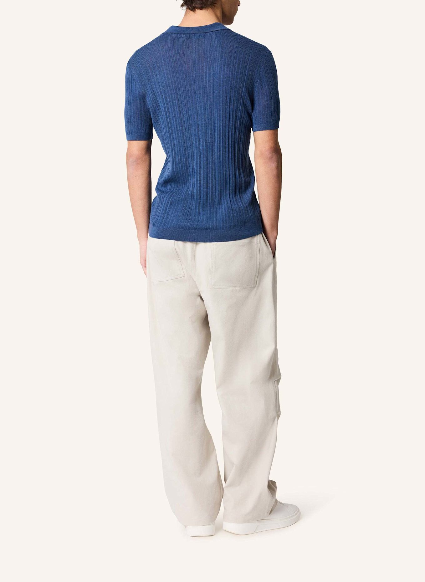 KIEFERMANN Strick-Poloshirt BORTISO aus Merino: BLAU