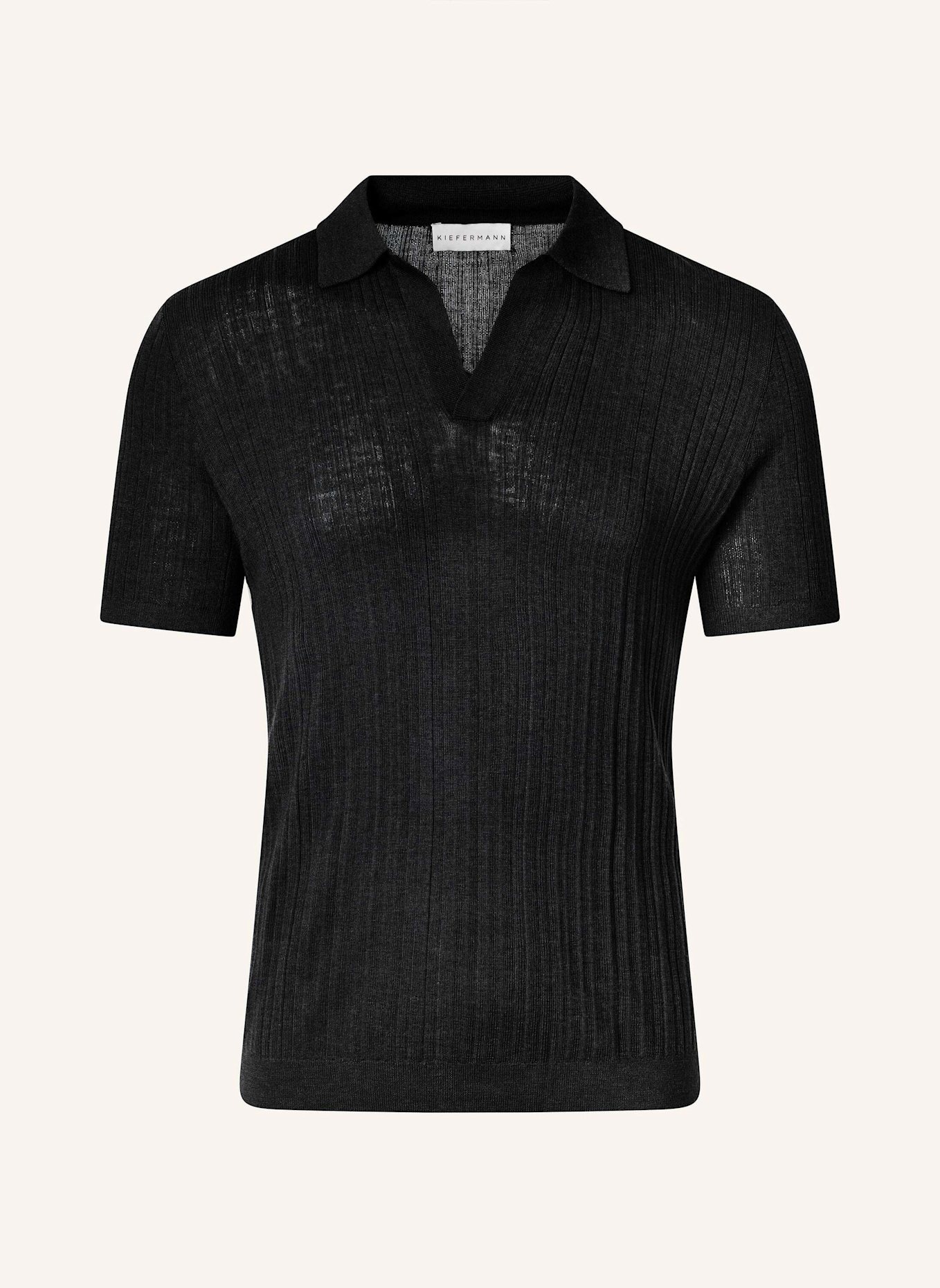 KIEFERMANN Strick-Poloshirt BORTISO aus Merino: SCHWARZ