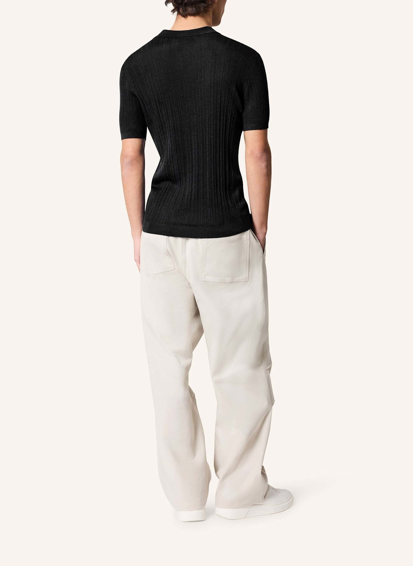 KIEFERMANN Strick-Poloshirt BORTISO aus Merino: SCHWARZ