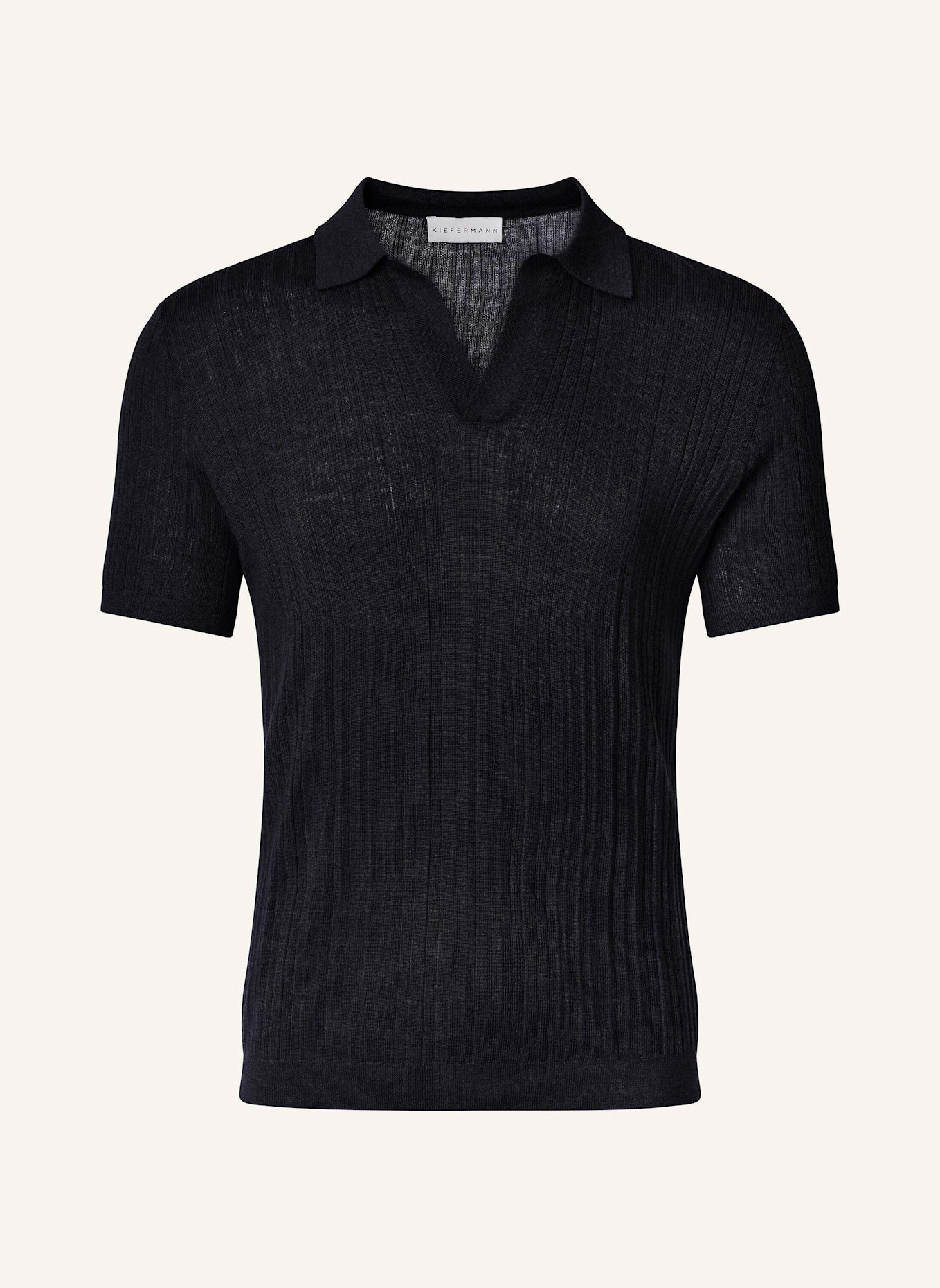KIEFERMANN Strick-Poloshirt BORTISO aus Merino: BLAU