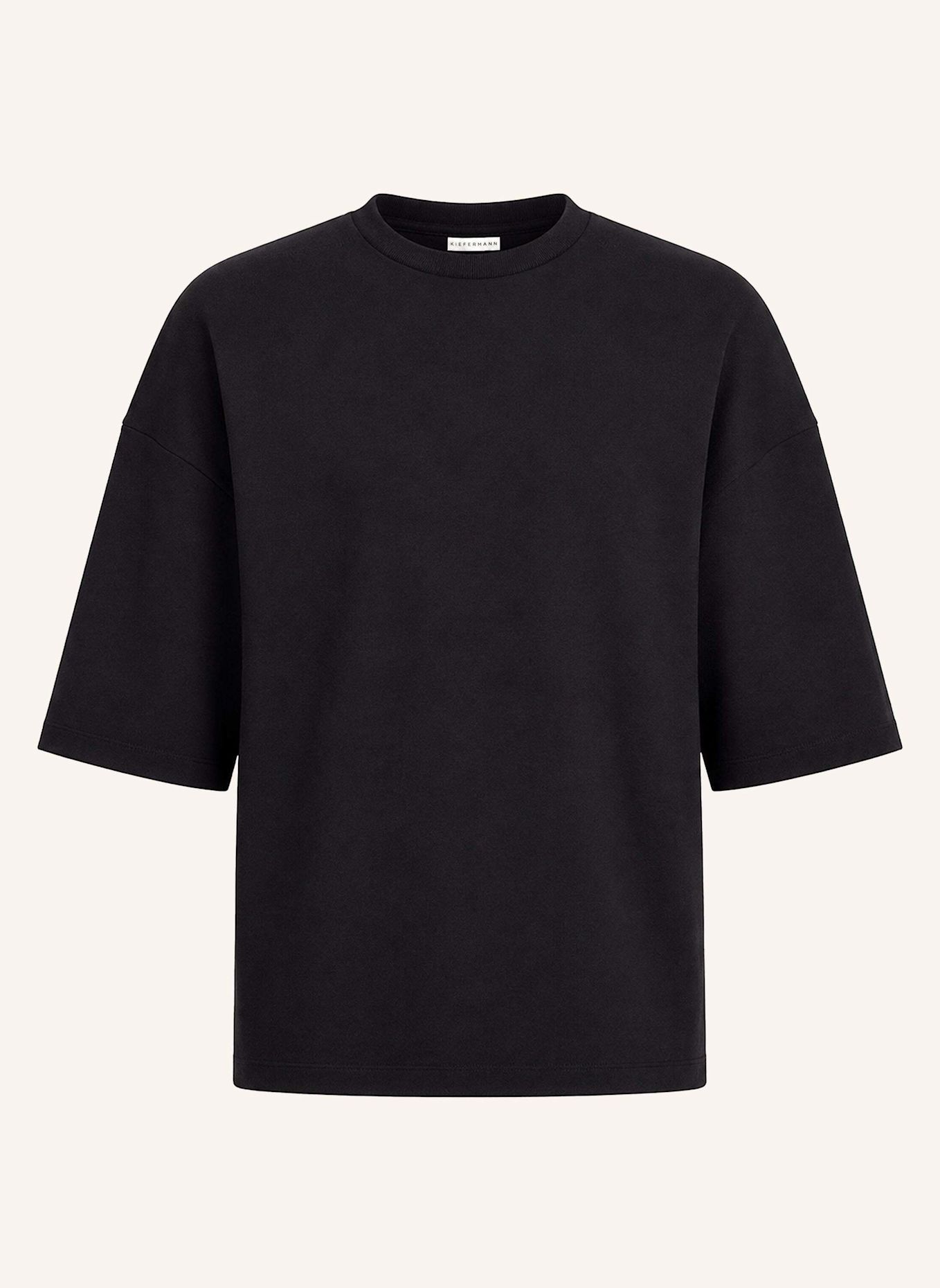 KIEFERMANN KIEFERMANN Modernes Herren T-Shirt aus kompakter Baumwolle mit feiner Rippstruktur Berdino: SCHWARZ