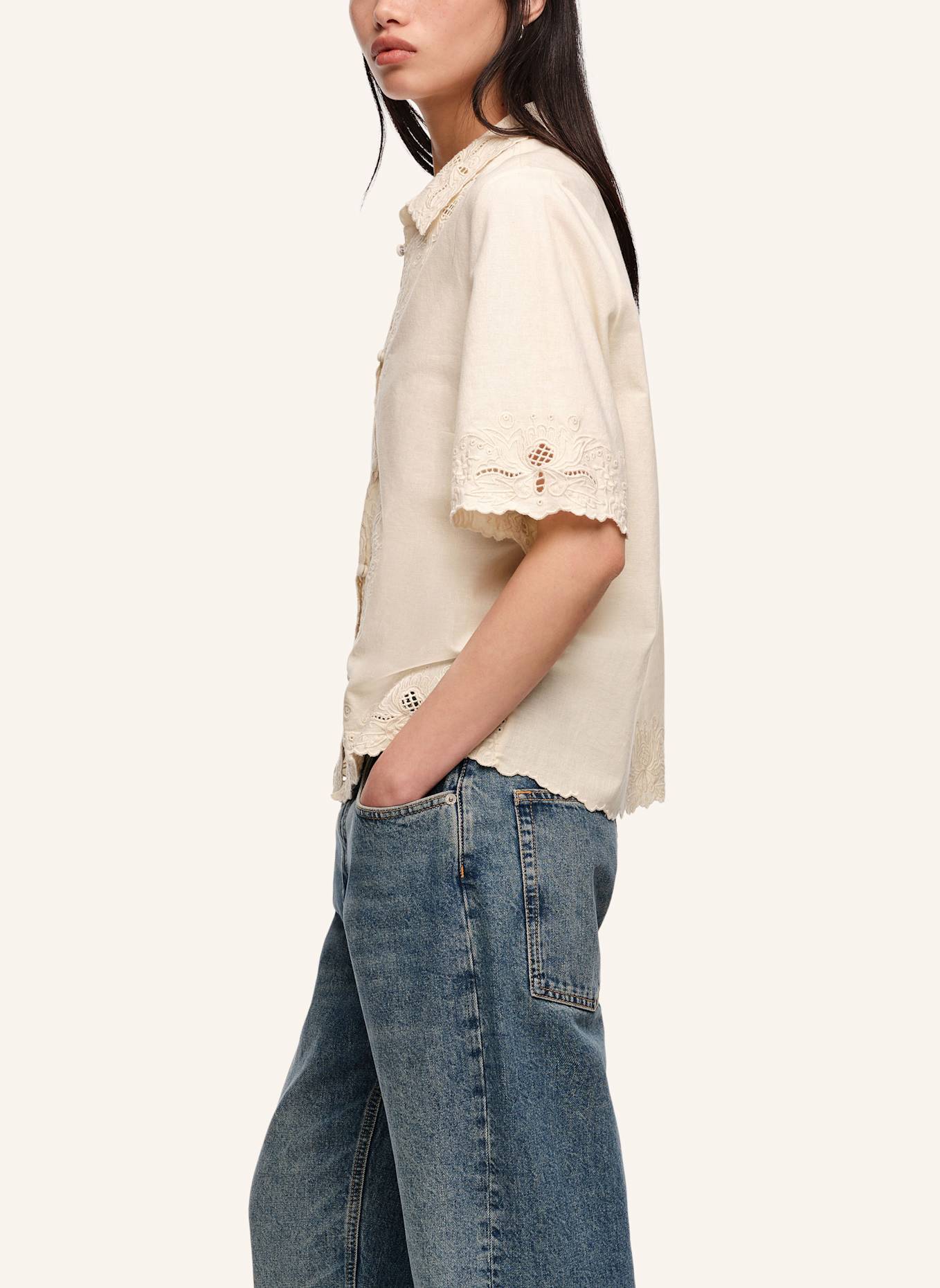 BIMBA Y LOLA Leinen-Baumwoll-Shirt: KHAKI