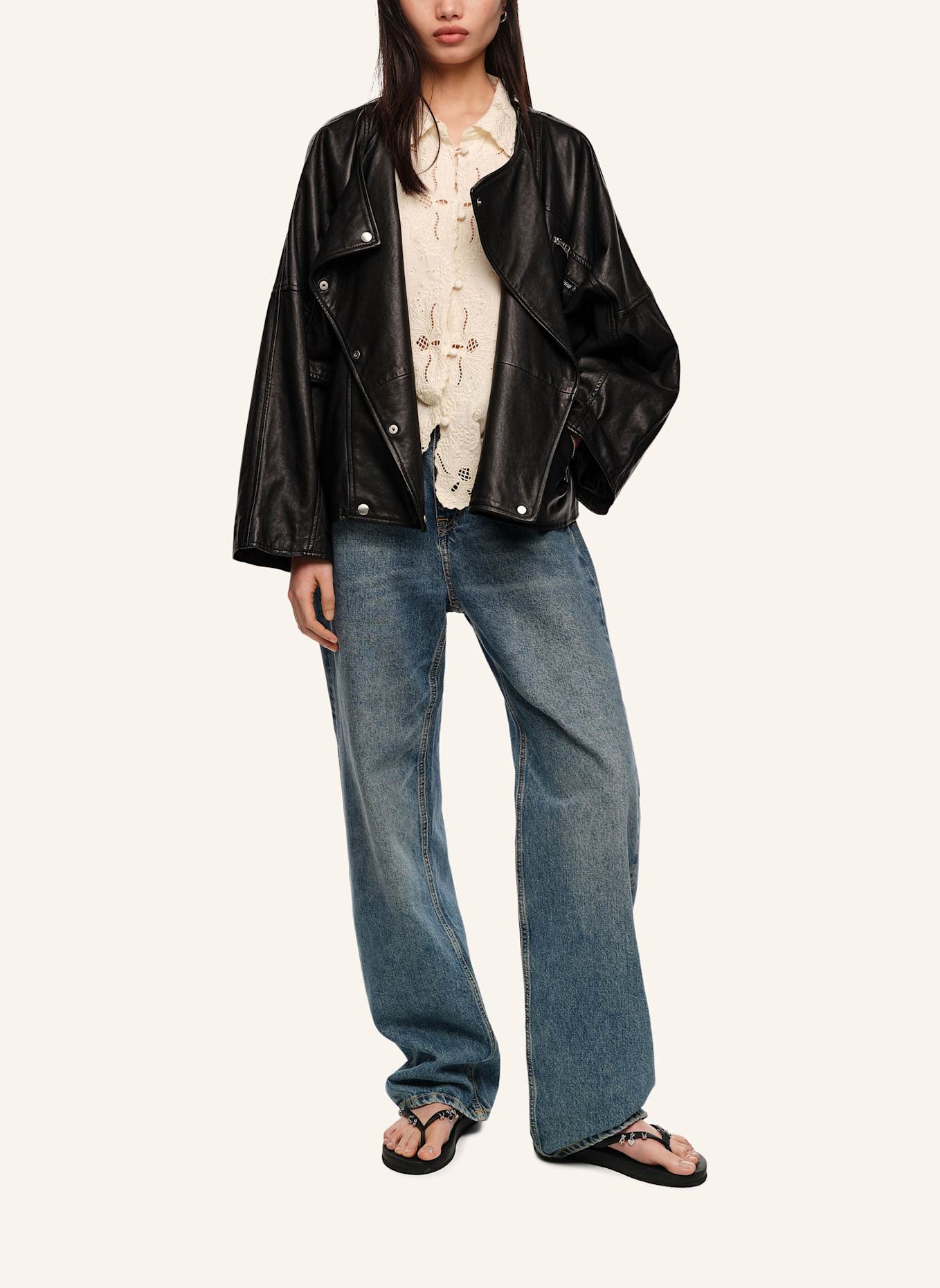 BIMBA Y LOLA Leinen-Baumwoll-Shirt: KHAKI