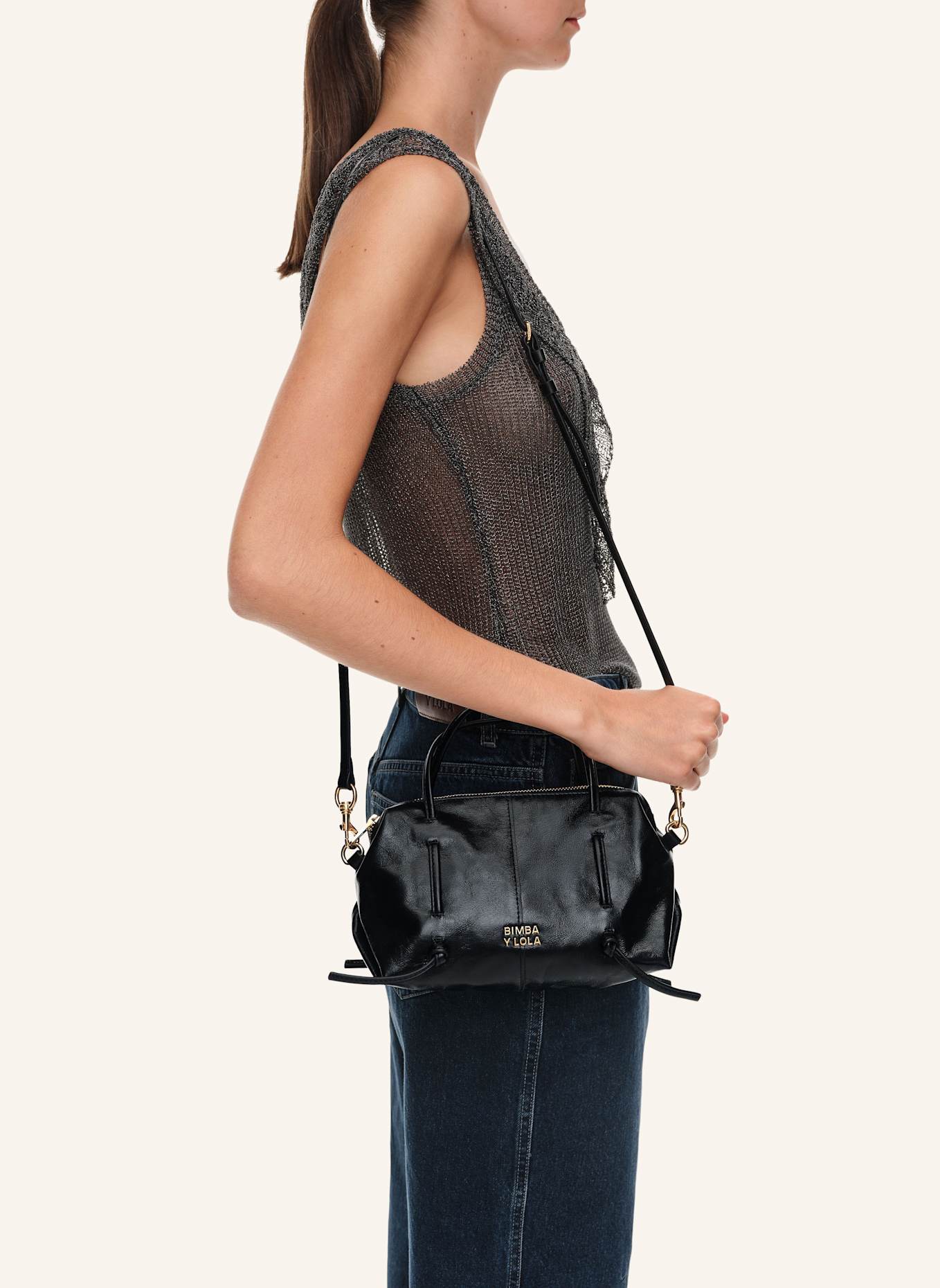 BIMBA Y LOLA Mini-Lolita-Ledertasche: SCHWARZ