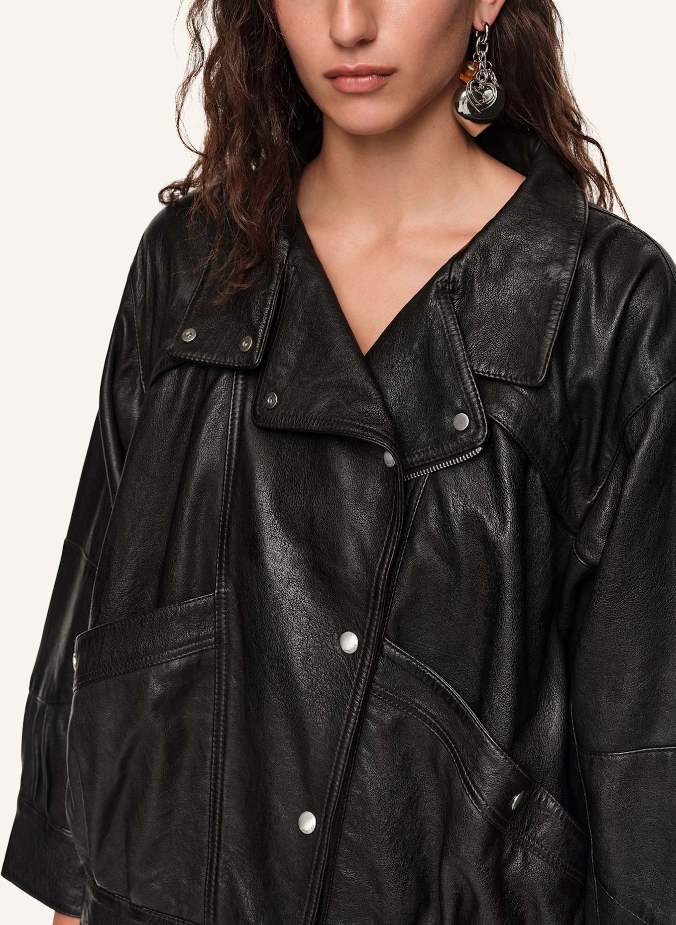 BIMBA Y LOLA Lederjacke: SCHWARZ