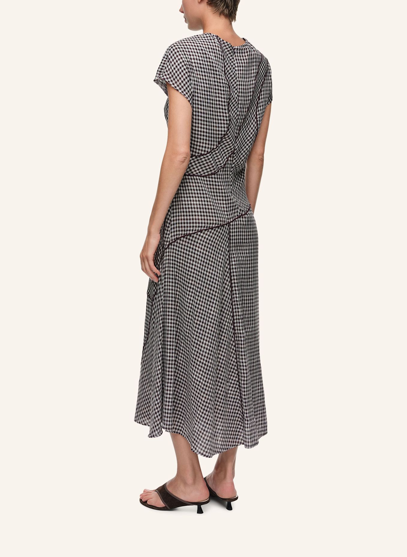 BIMBA Y LOLA Patchwork-Midikleid: BRAUN