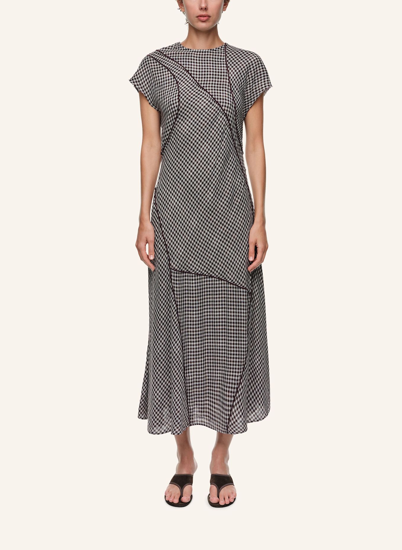 BIMBA Y LOLA Patchwork-Midikleid: BRAUN