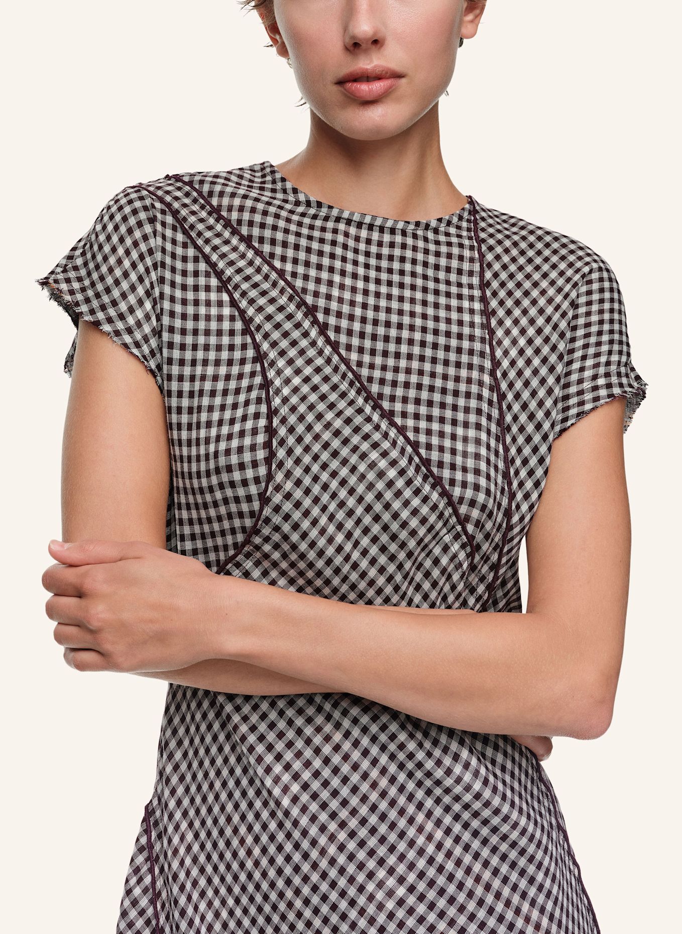 BIMBA Y LOLA Patchwork-Midikleid: BRAUN