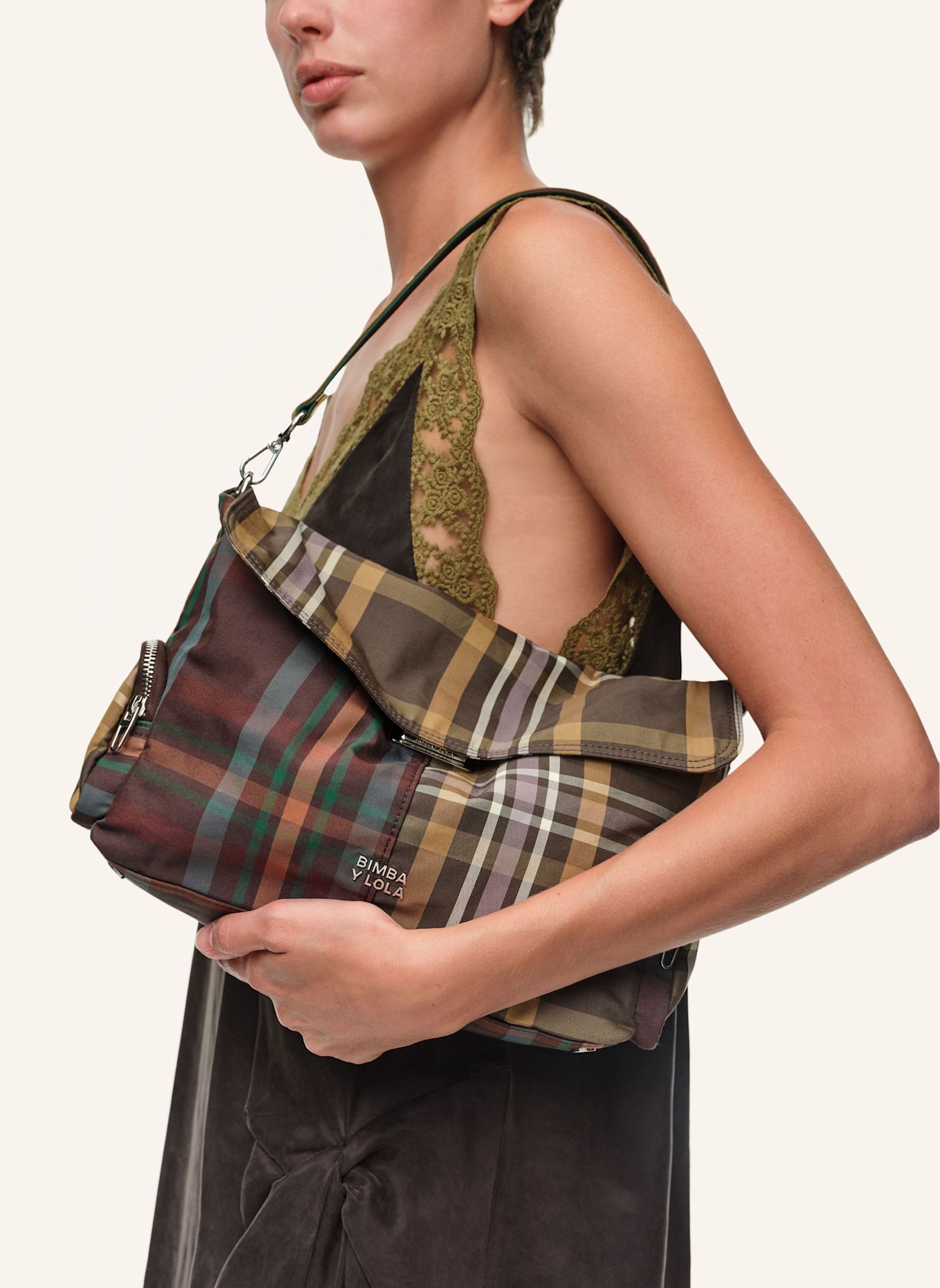 BIMBA Y LOLA Tartanmuster-Tasche: GRÜN