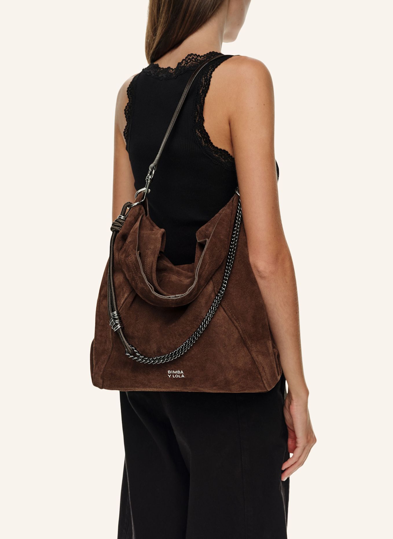BIMBA Y LOLA Wildleder-Shopper-Tasche: BRAUN