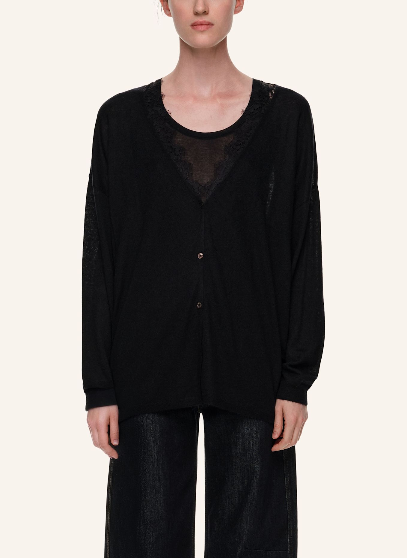 BIMBA Y LOLA Spitzenstrickcardigan: SCHWARZ
