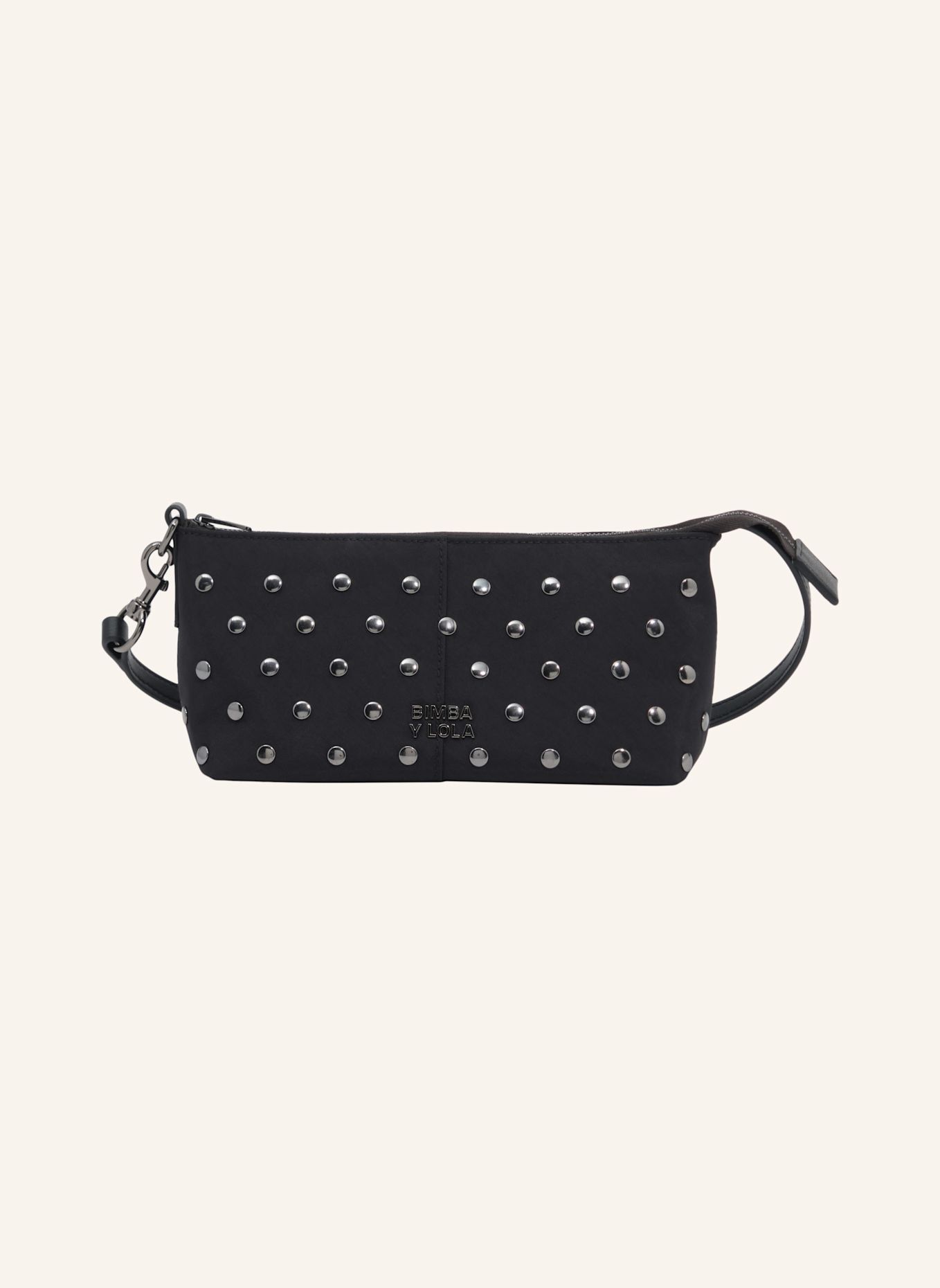 BIMBA Y LOLA Nieten-Nylon-Umhängetasche: SCHWARZ