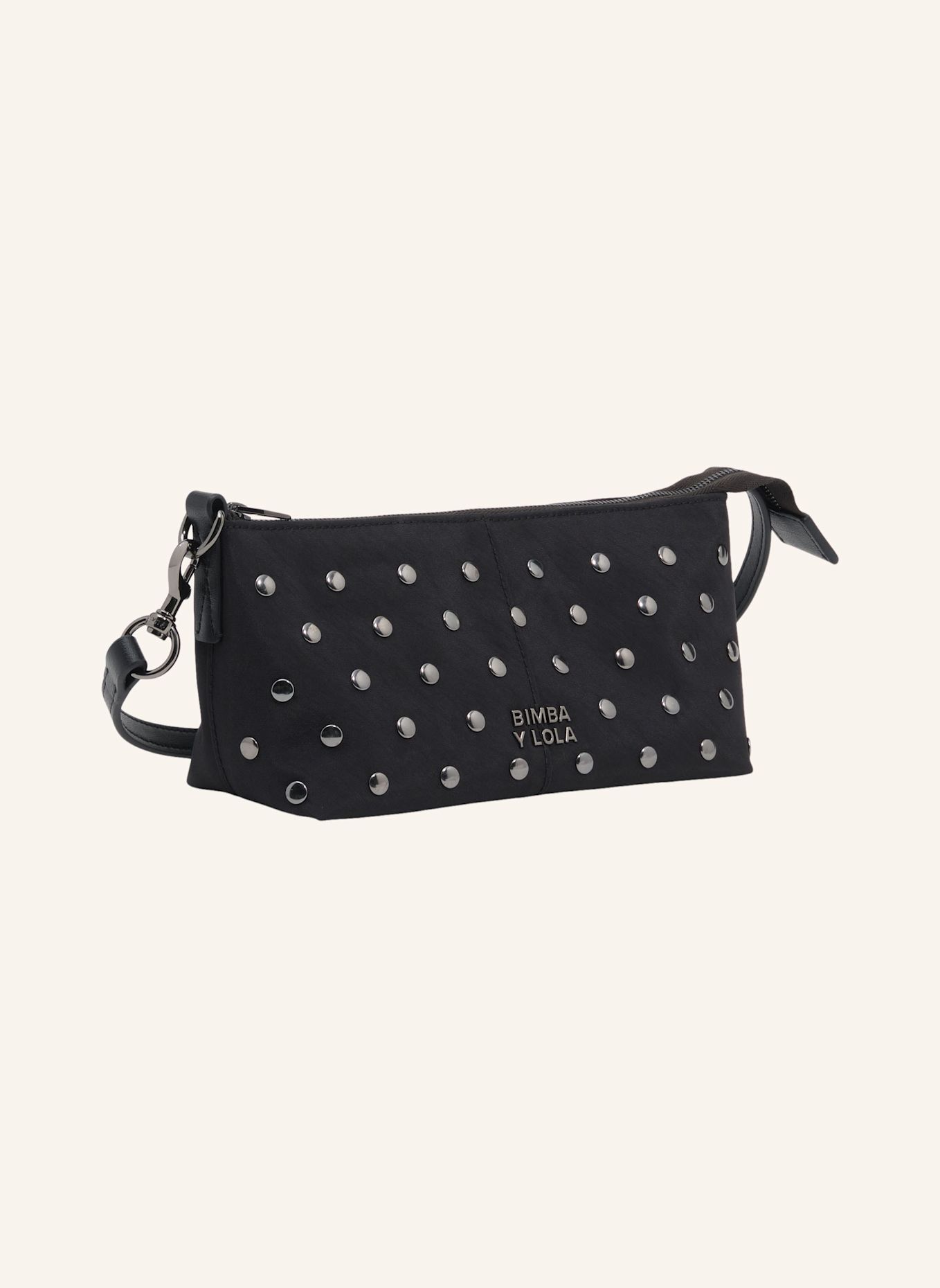 BIMBA Y LOLA Nieten-Nylon-Umhängetasche: SCHWARZ