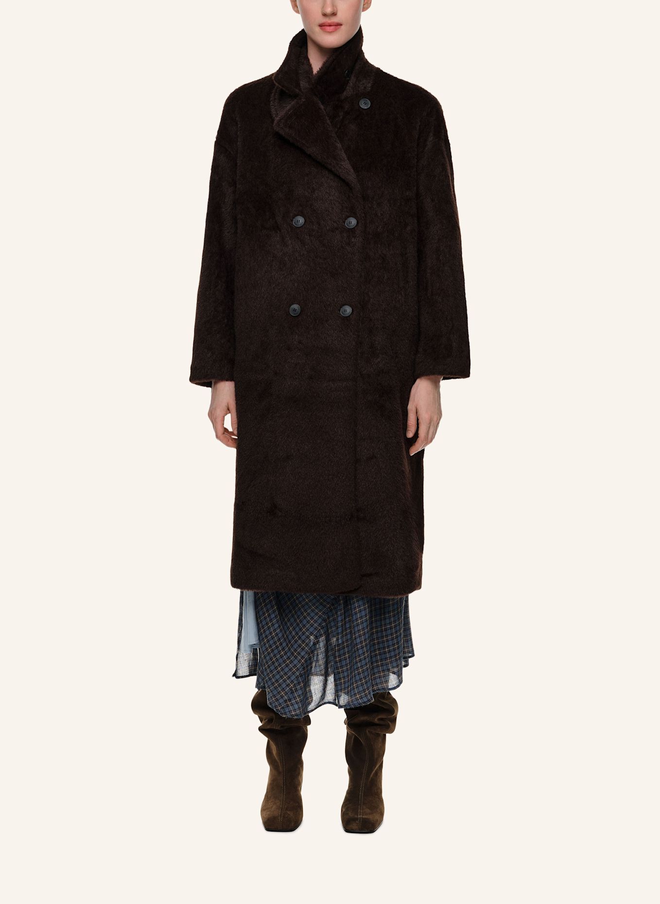 BIMBA Y LOLA Midi-Kunstfellmantel: BRAUN