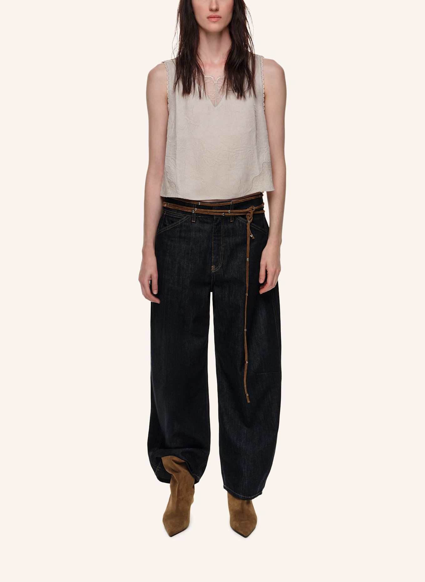 BIMBA Y LOLA Spitzen-Top: GRAU