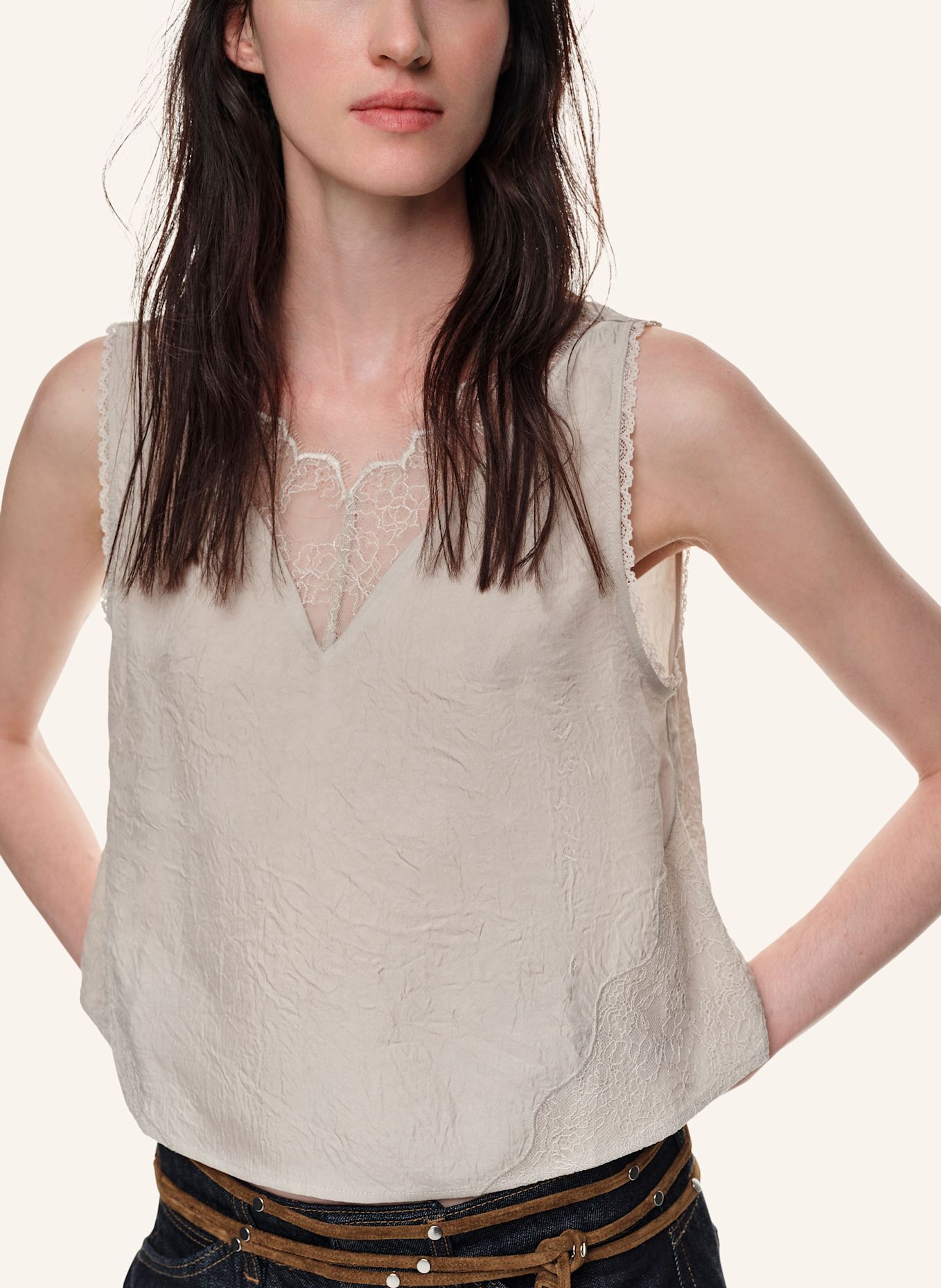 BIMBA Y LOLA Spitzen-Top: GRAU