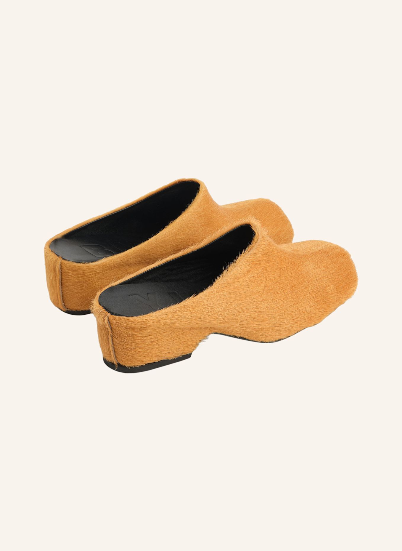 BIMBA Y LOLA Lederfell-Clog: BRAUN