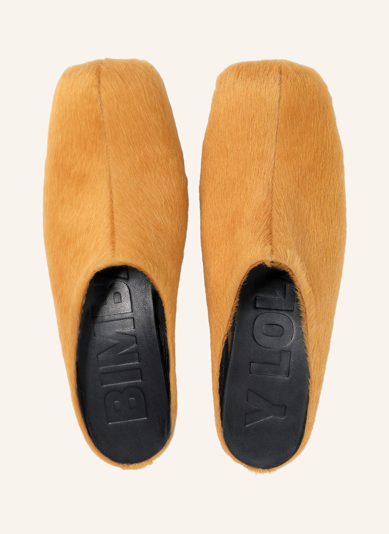 BIMBA Y LOLA Lederfell-Clog: BRAUN