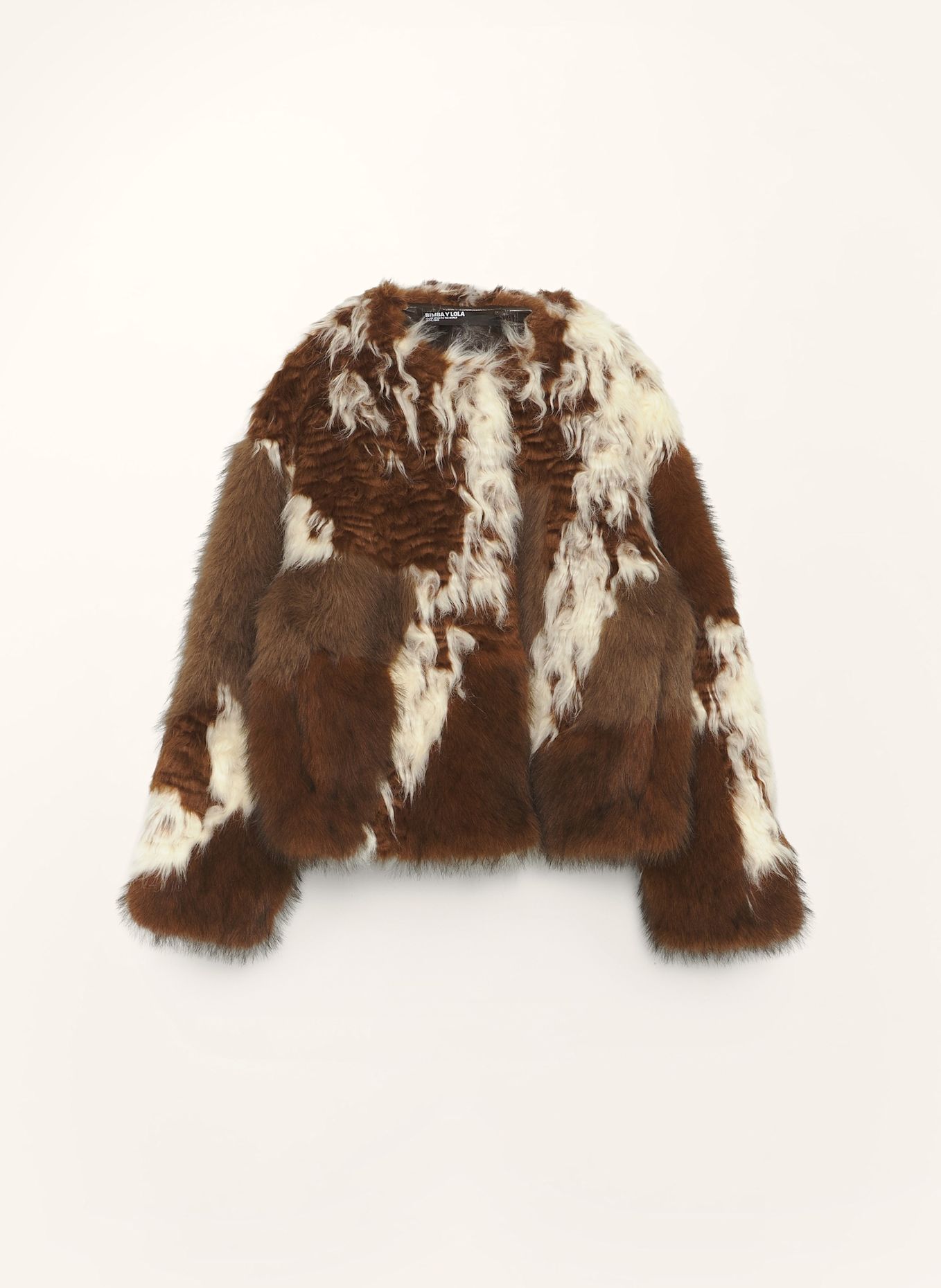 BIMBA Y LOLA Patchwork-Pelzmantel: BRAUN
