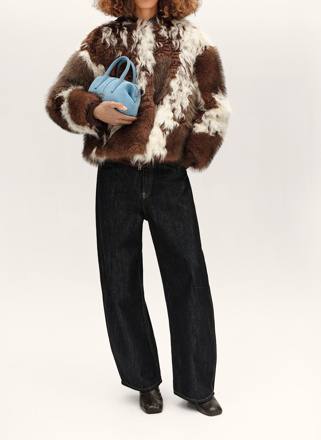 BIMBA Y LOLA Patchwork-Pelzmantel: BRAUN