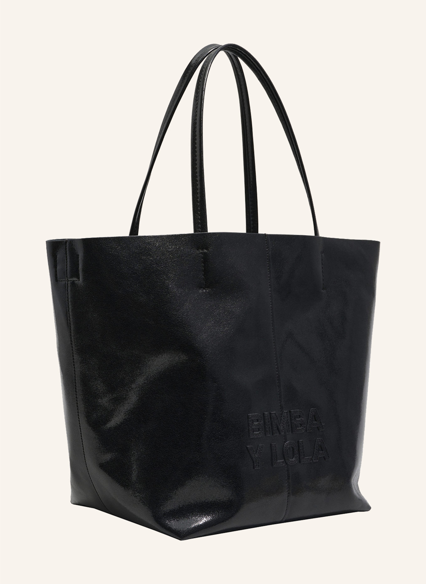 BIMBA Y LOLA Leder-Shopper-Tasche: SCHWARZ