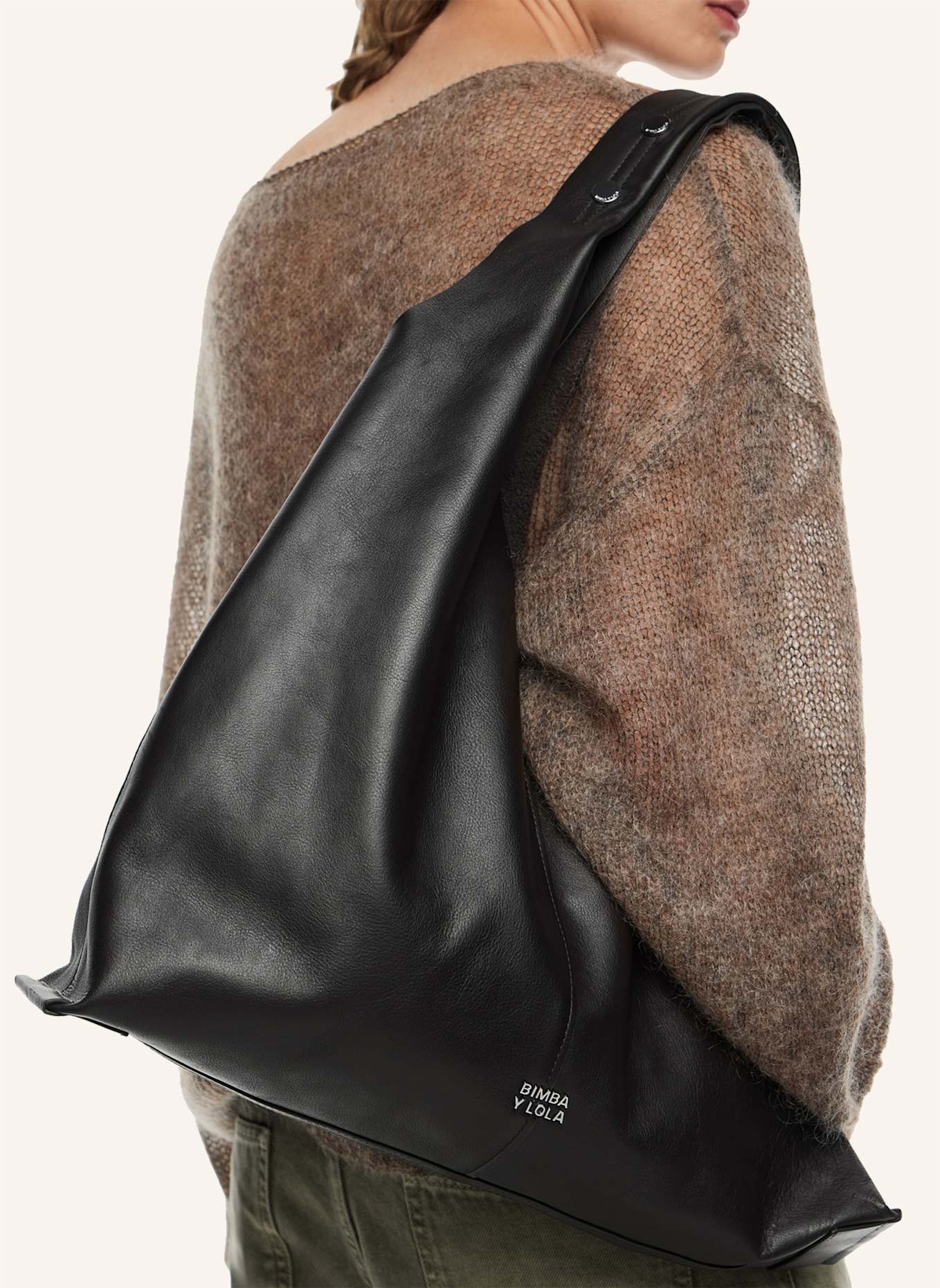 BIMBA Y LOLA Leder-Maxi-Bikini-Papiertasche: BRAUN