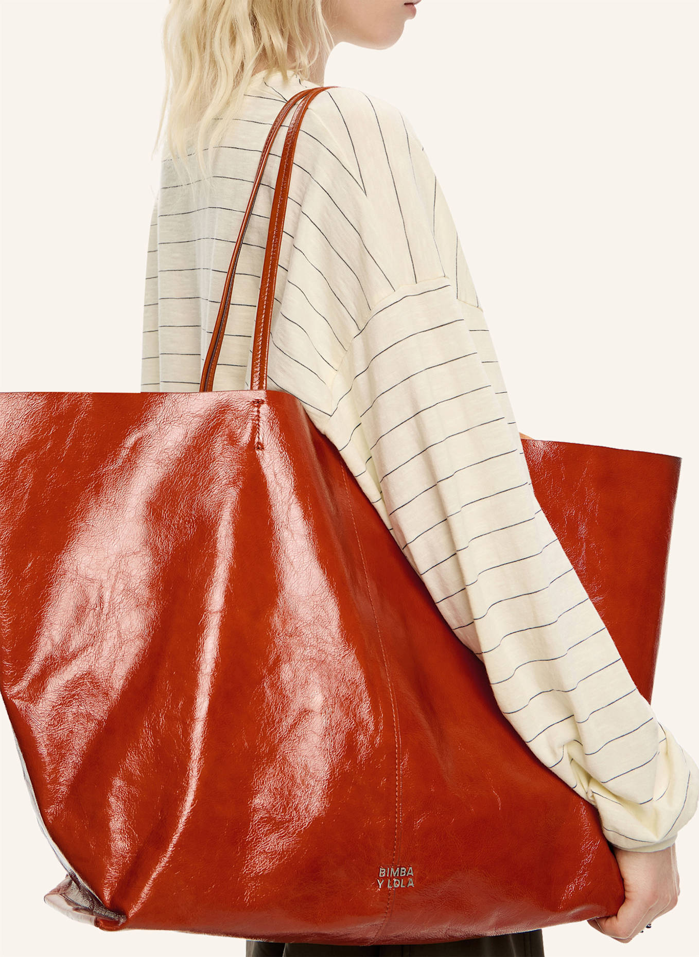 BIMBA Y LOLA Leder-Maxi-Shopper-Tasche: ORANGE