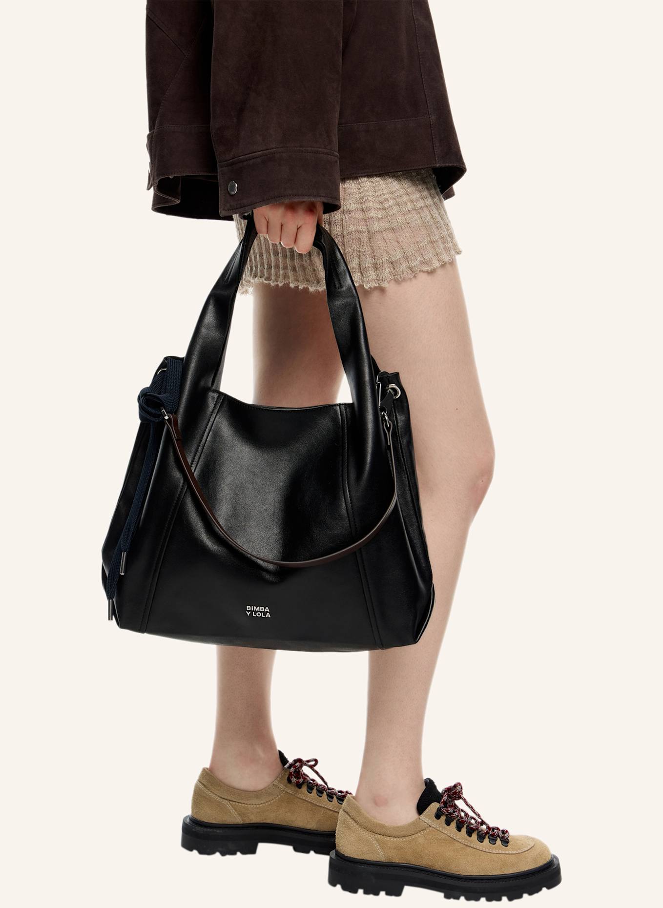 BIMBA Y LOLA Leder-Papiertasche: SCHWARZ