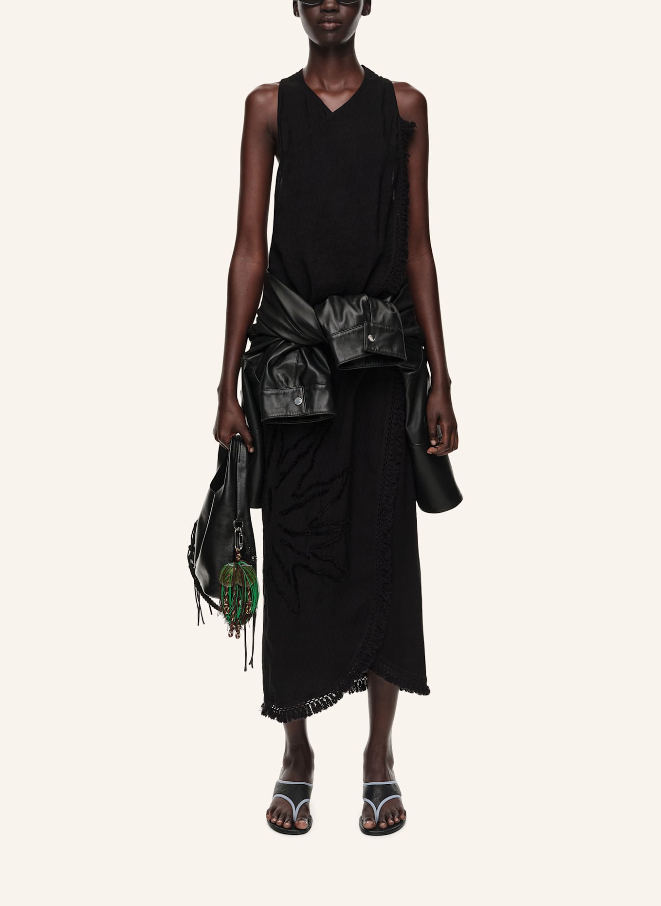 BIMBA Y LOLA Fransen-Wickelkleid: SCHWARZ