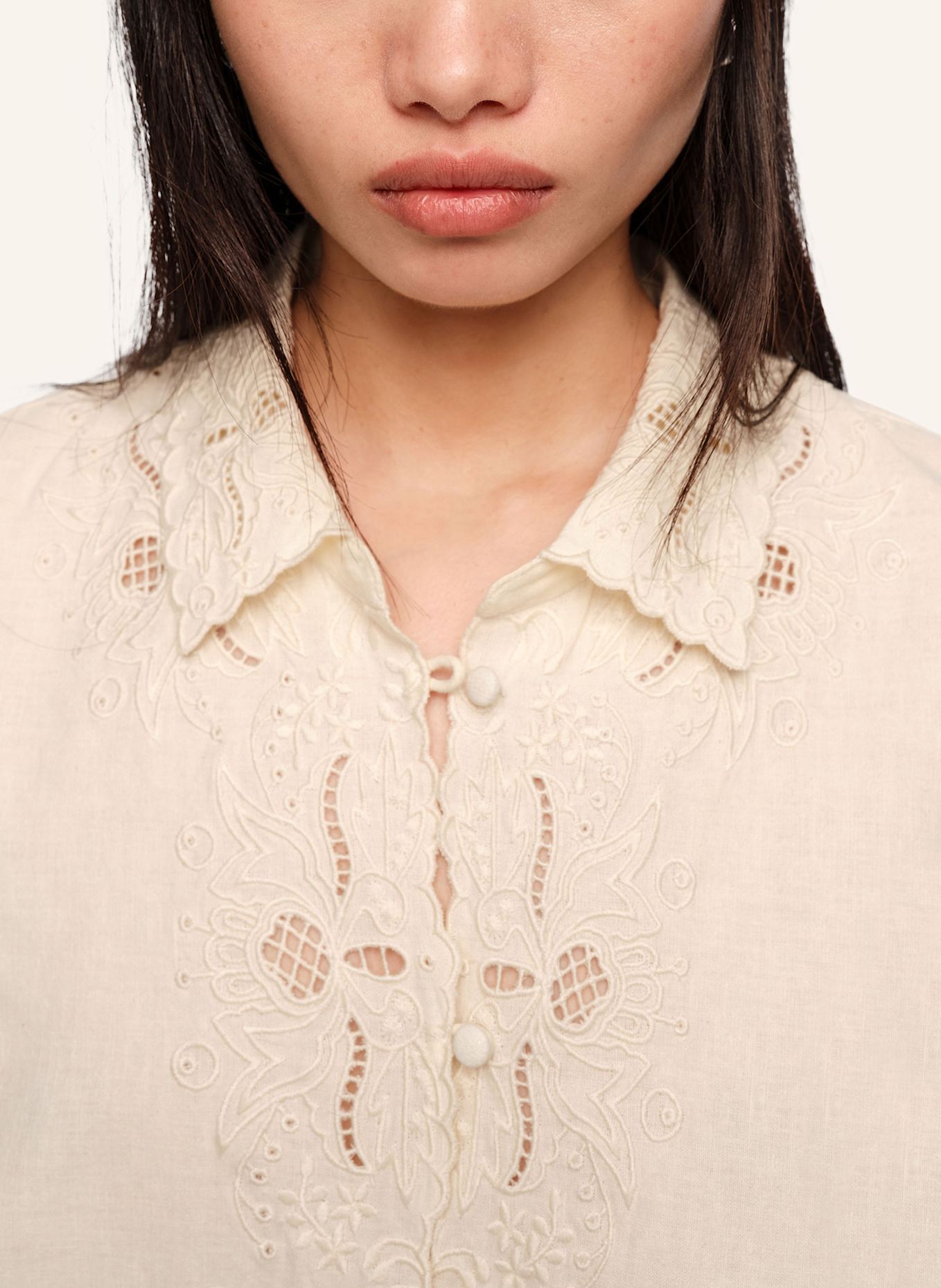 BIMBA Y LOLA Leinen-Baumwoll-Shirt: KHAKI
