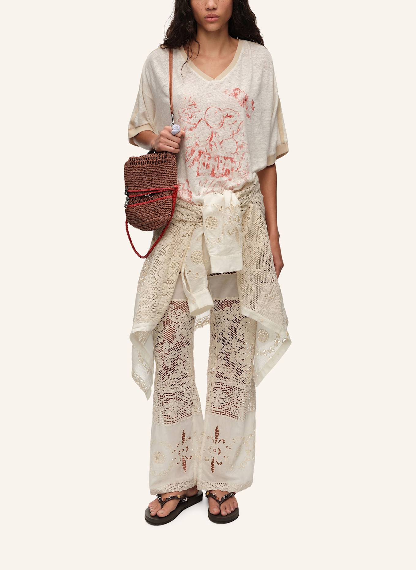 BIMBA Y LOLA Leinen-T-Shirt: WEISS