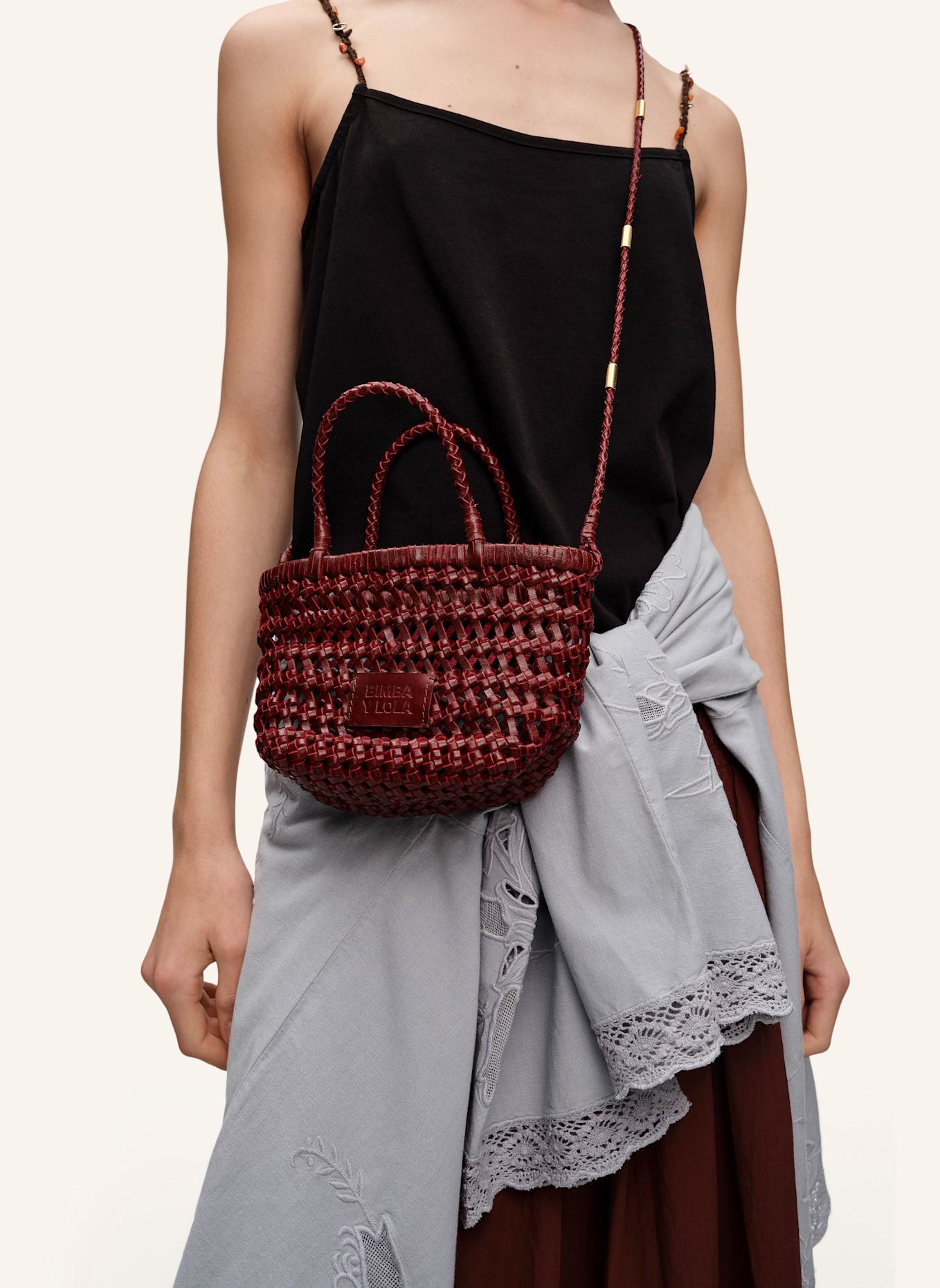 BIMBA Y LOLA Mini-Tasche Flechtleder: ROT
