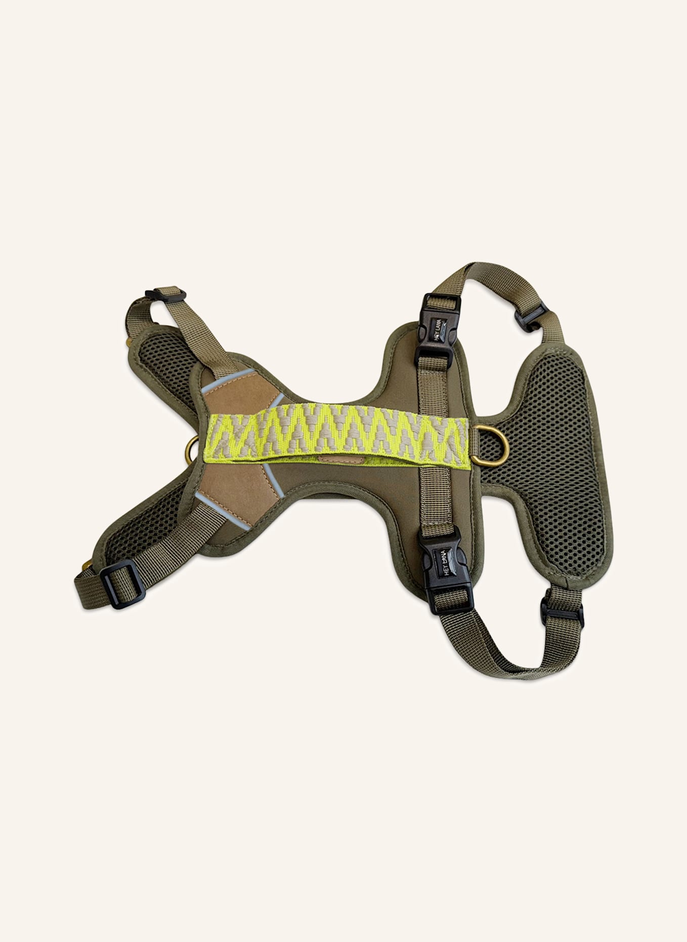 HEY LANA Hundegeschirr TRÈS CHIC: OLIV/ NEONGELB
