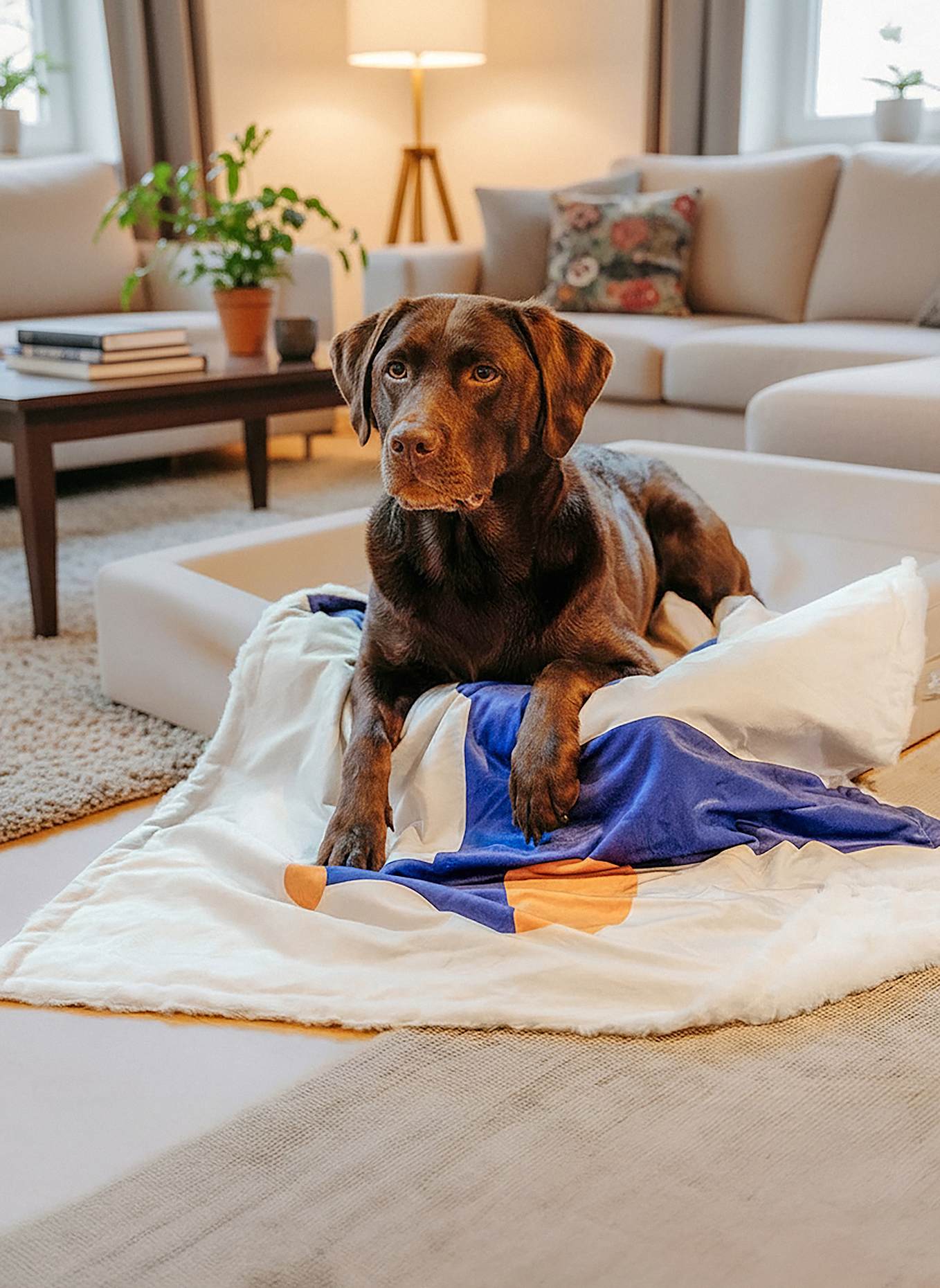 HEY LANA Hundedecke THE COZY PUP: HELLBLAU/ WEISS