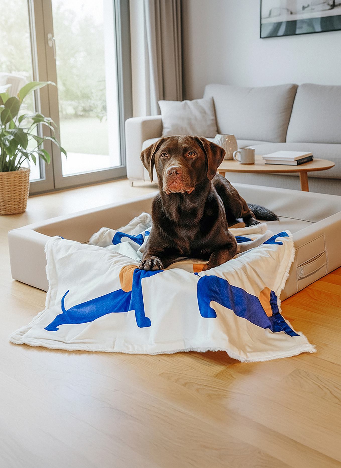 HEY LANA Hundedecke THE COZY PUP: BLAU/ WEISS