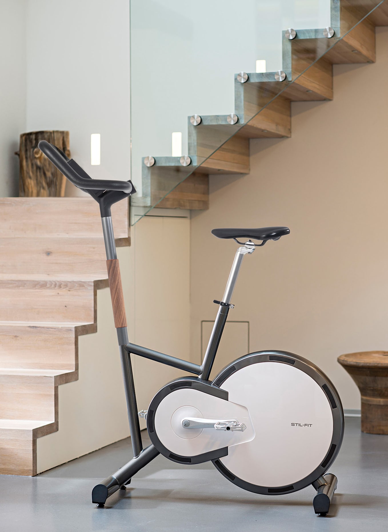 STIL-FIT Ergometer PURE: WEISS / WALNUSS