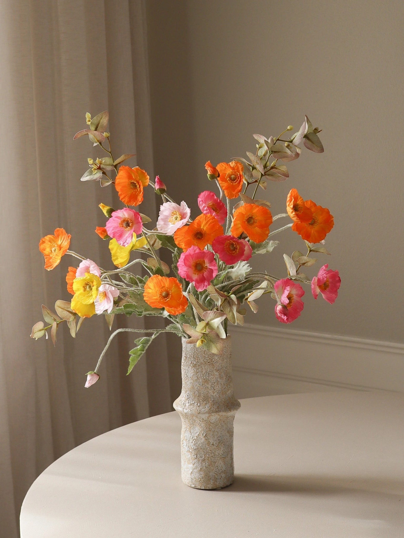 Botané POPPY SPRITZ Artificial Flower Bouquet: ORANGE/ RED/ YELLOW